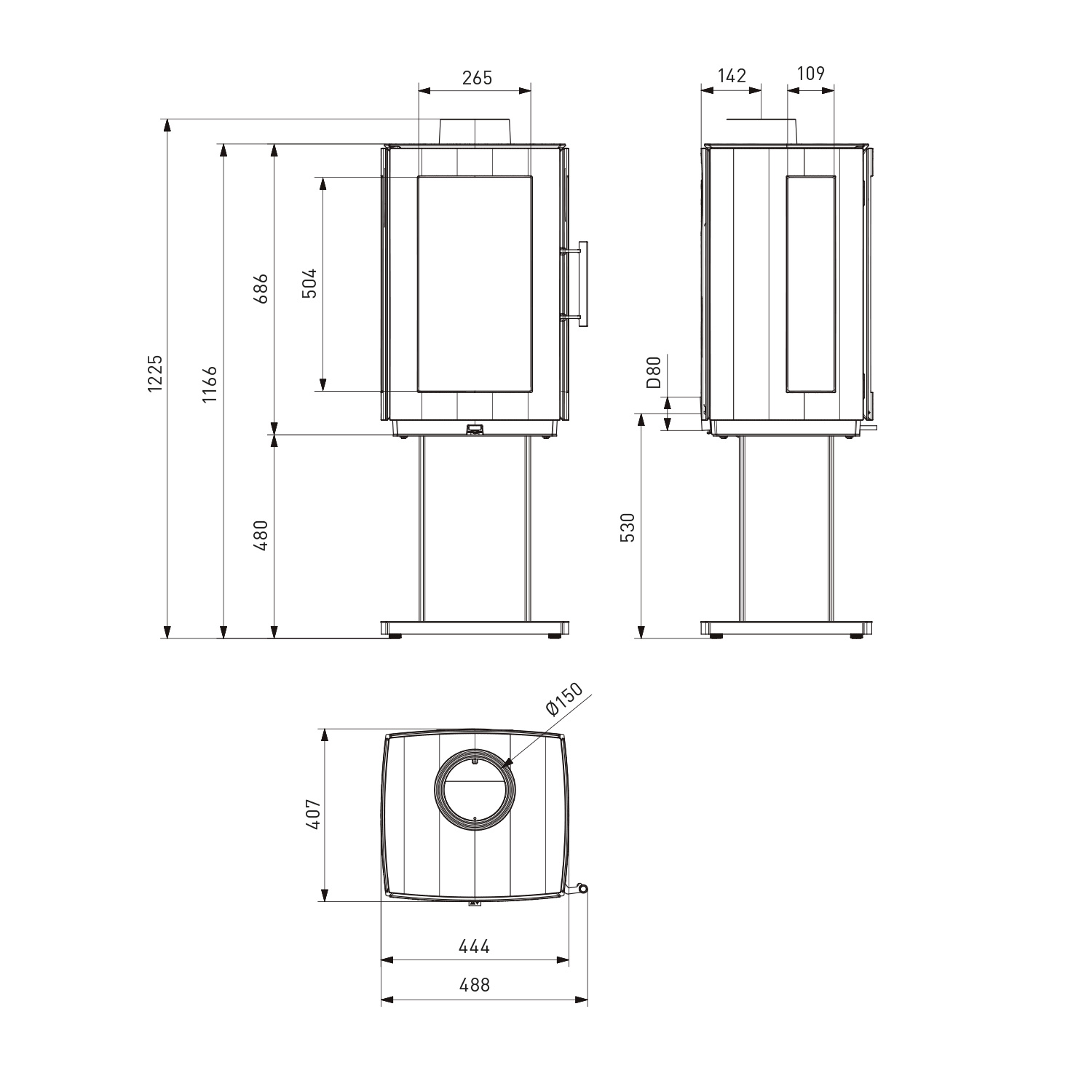 Hergom Glow Kaminofen Gusseisen Schwarz mit Standfuß Hergom Glow Kaminofen Gusseisen Schwarz mit Standfuß