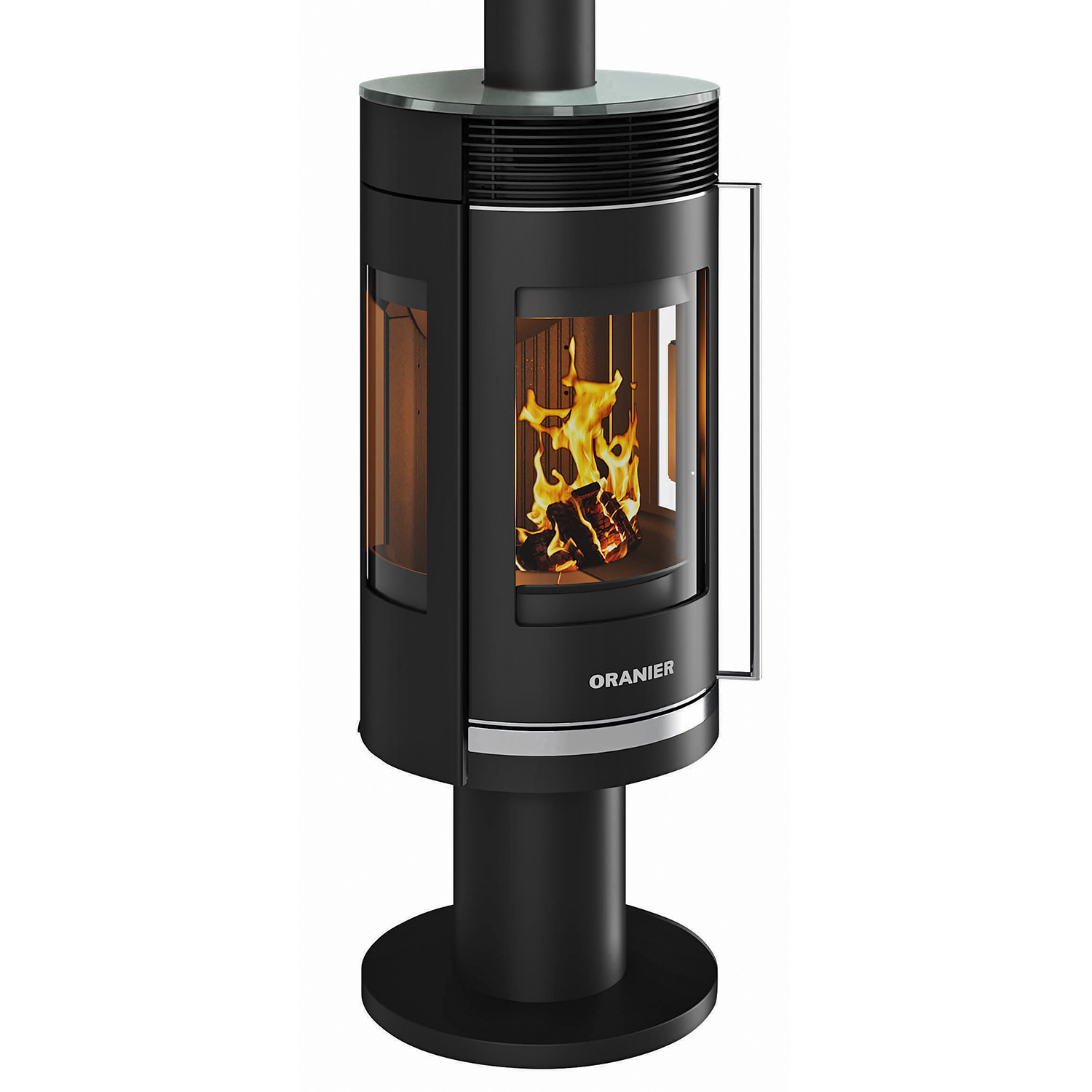 Oranier Rota Twist Kaminofen Stahl Schwarz / Topplatte Glas