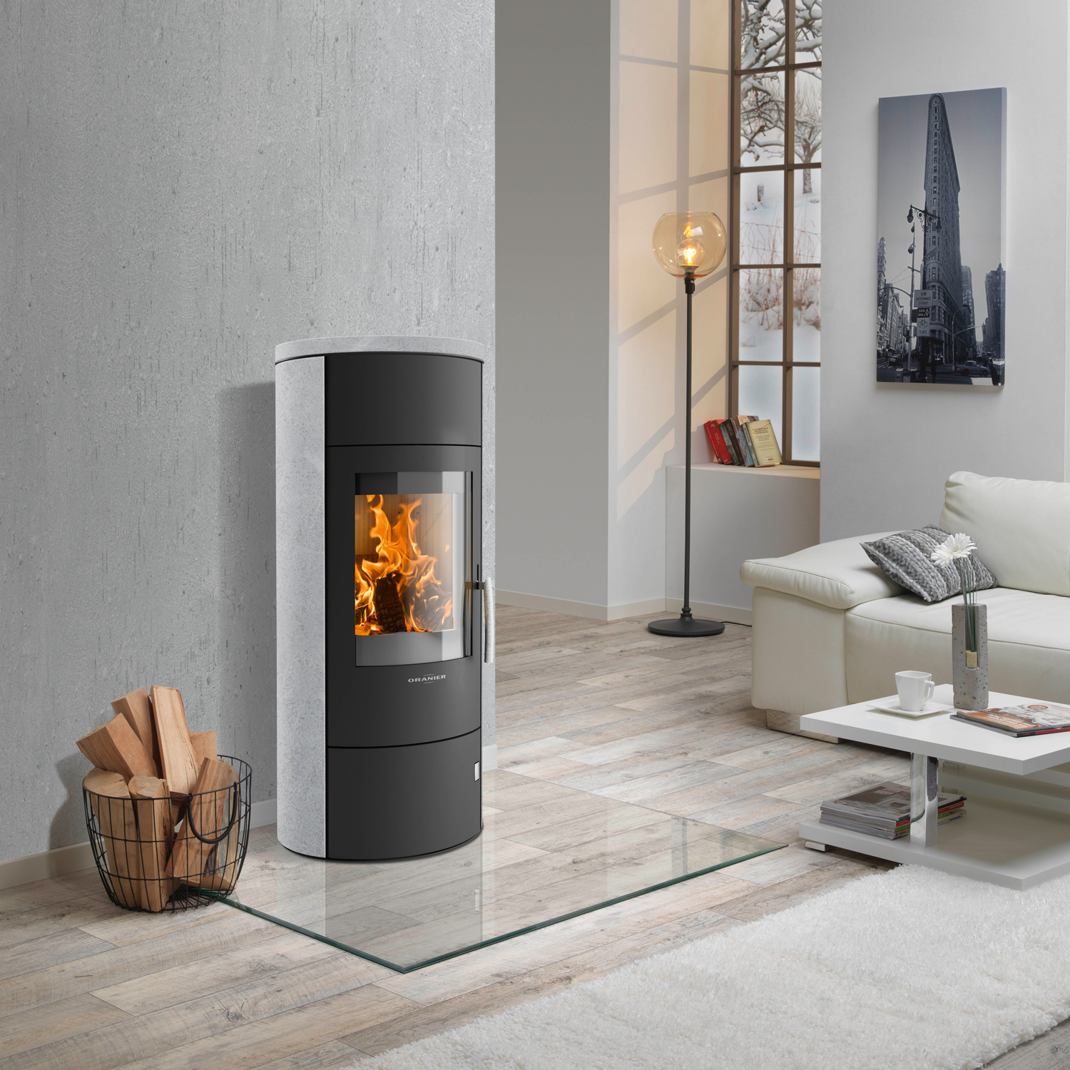 Oranier Polar W+ 2.0 Kaminofen Stahl Schwarz / Speckstein