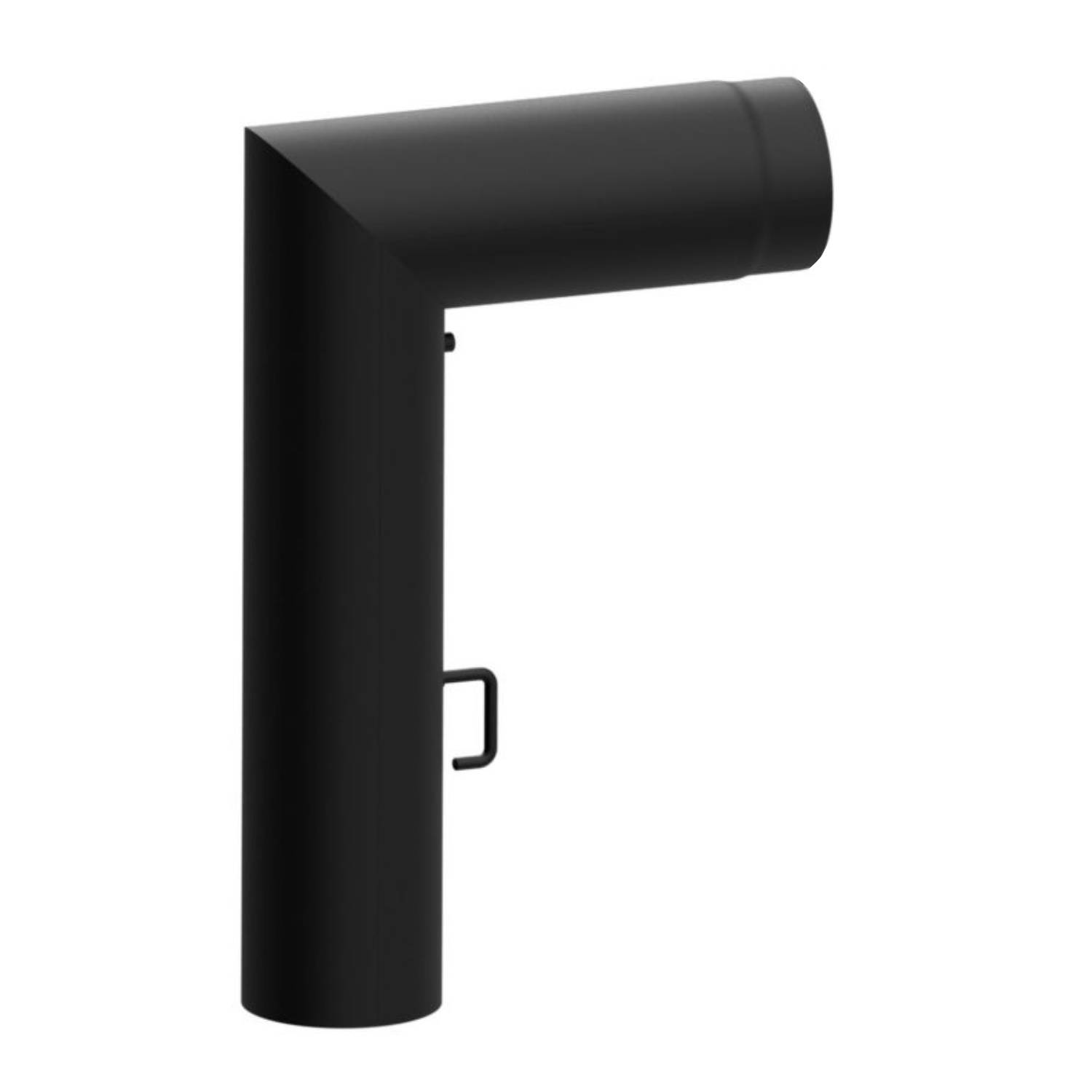 Raik Lifestyle Winkelbogen Durchmesser 150/90° 2,00mm 2-tlg 700/450 mit eingelegter Tür, mit DKL schwarz für Rauchrohr/ Ofenrohr