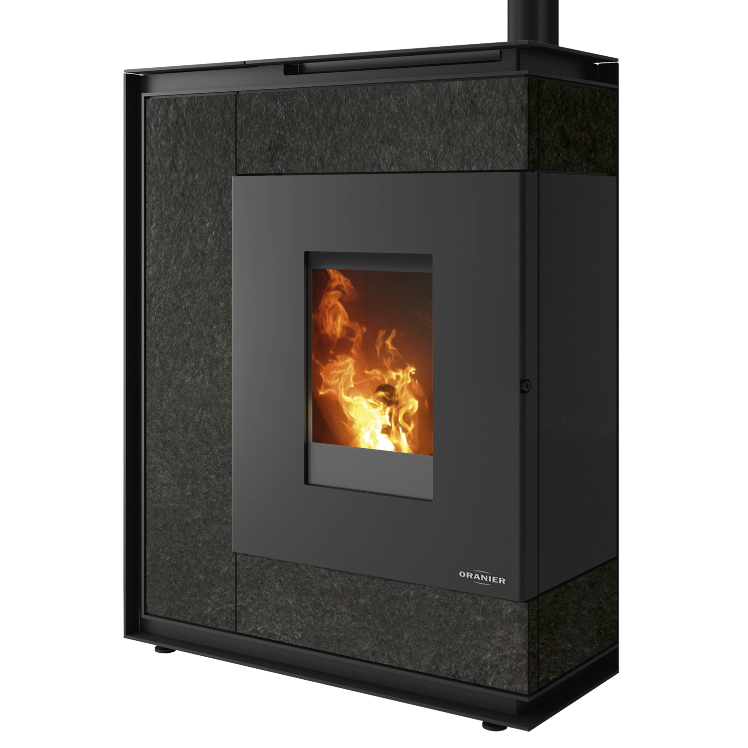 Oranier Boreas Aqua Wasserführender Pelletofen Sintered Stone Schiefer, Rauchabgang oben Oranier Boreas Aqua Wasserführender Pelletofen Sintered Stone Schiefer, Rauchabgang oben