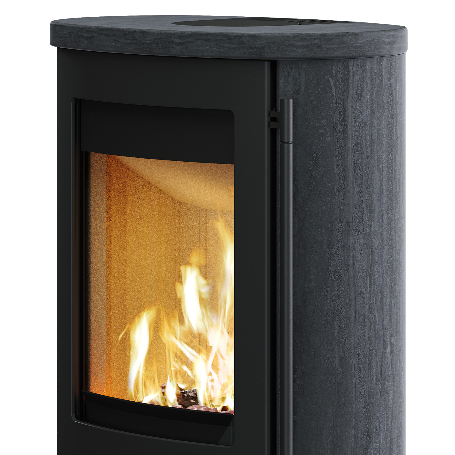 Lotus Jubilee 25 Kaminofen Schwarz / Indian Night, Rauchabgang Oben & Hinten, Griff Classic