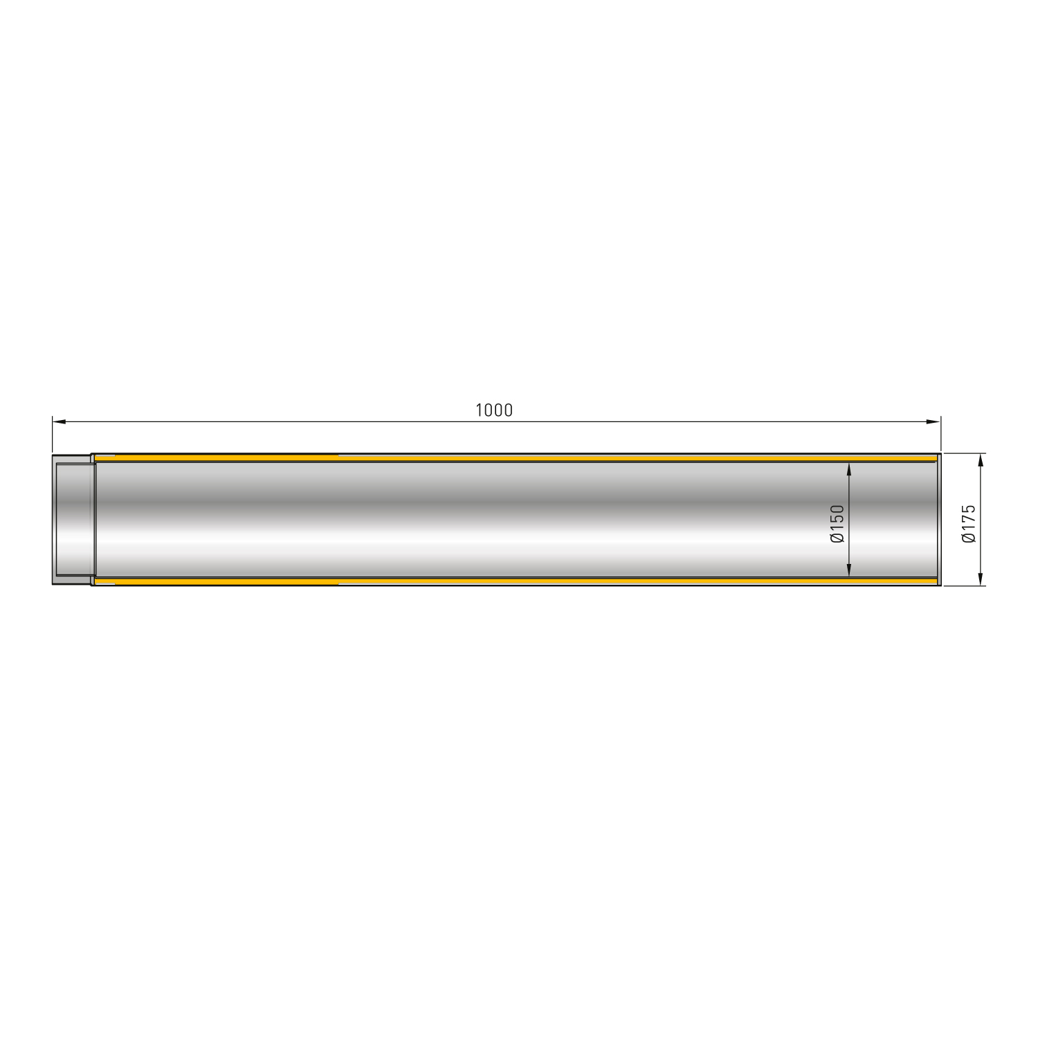 Raik Izoker Längenelement 150mm schwarz doppelwandig L: 1000mm für Rauchrohr / Ofenrohr