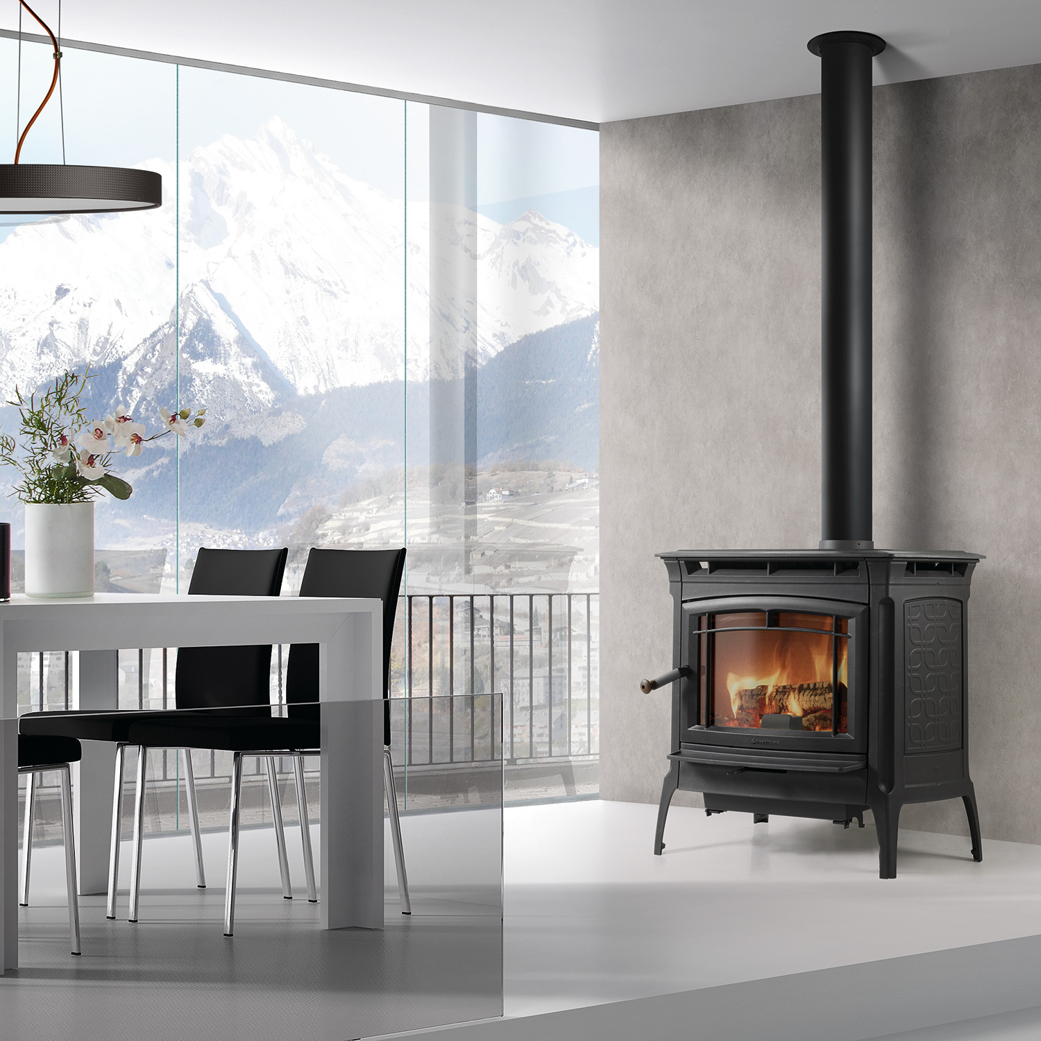 Hergom Manchester Kaminofen Gusseisen Schwarz Hergom Manchester Kaminofen Gusseisen Schwarz