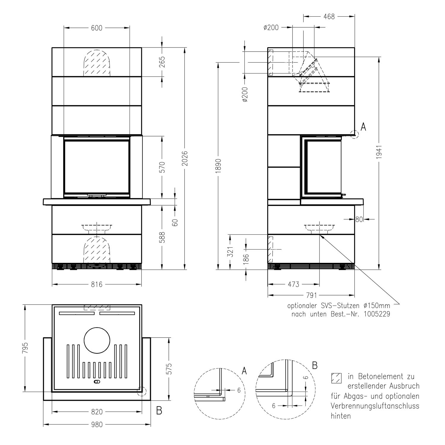 Spartherm Kaminbausatz SIM 2/3/Arte 3RL-60h-4S Natur Spartherm Kaminbausatz SIM 2/3/Arte 3RL-60h-4S Natur