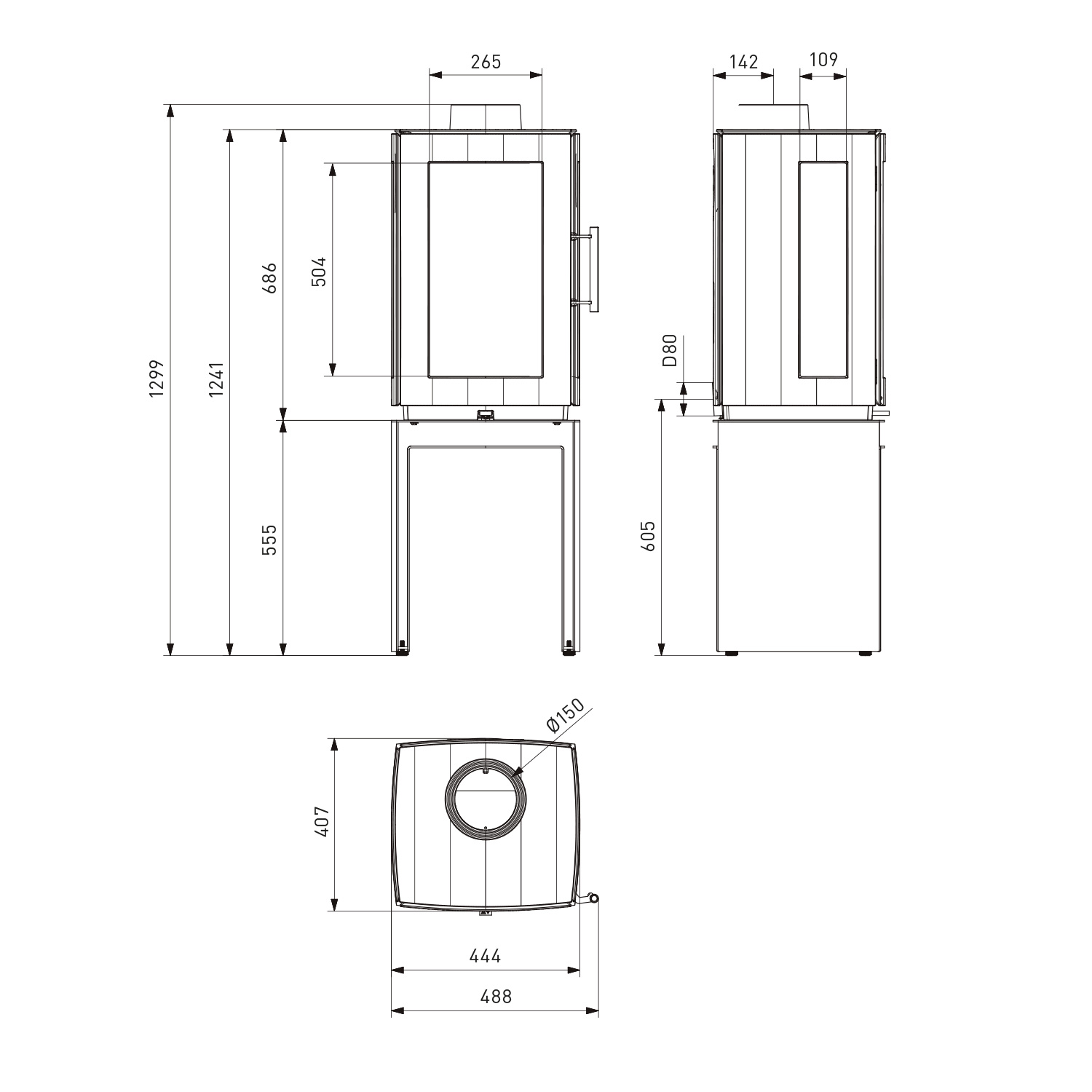 Hergom Glow Kaminofen Gusseisen Schwarz mit Bankerhöhung Hergom Glow Kaminofen Gusseisen Schwarz mit Bankerhöhung