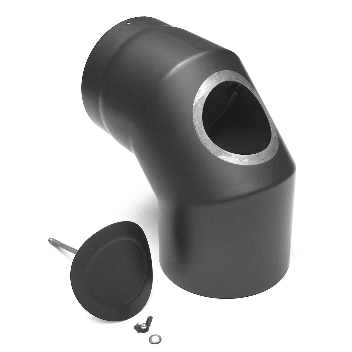Raik Basic Rauchrohrbogen 160mm gussgrau 90° mit Tür für Rauchrohr / Ofenrohr