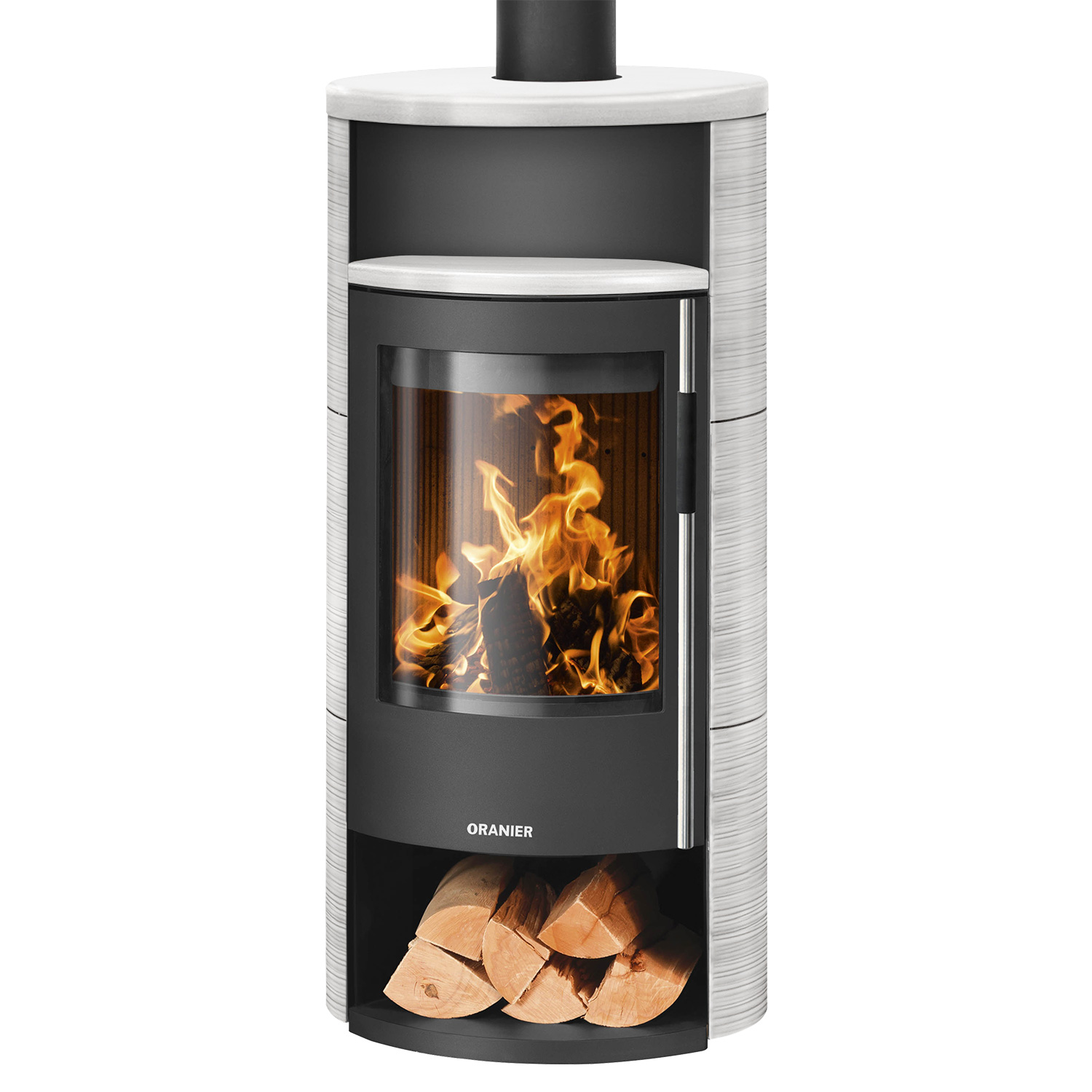Oranier Polar Neo 6 Kaminofen Stahl Schwarz / Keramik Seidenweiß, DIBt