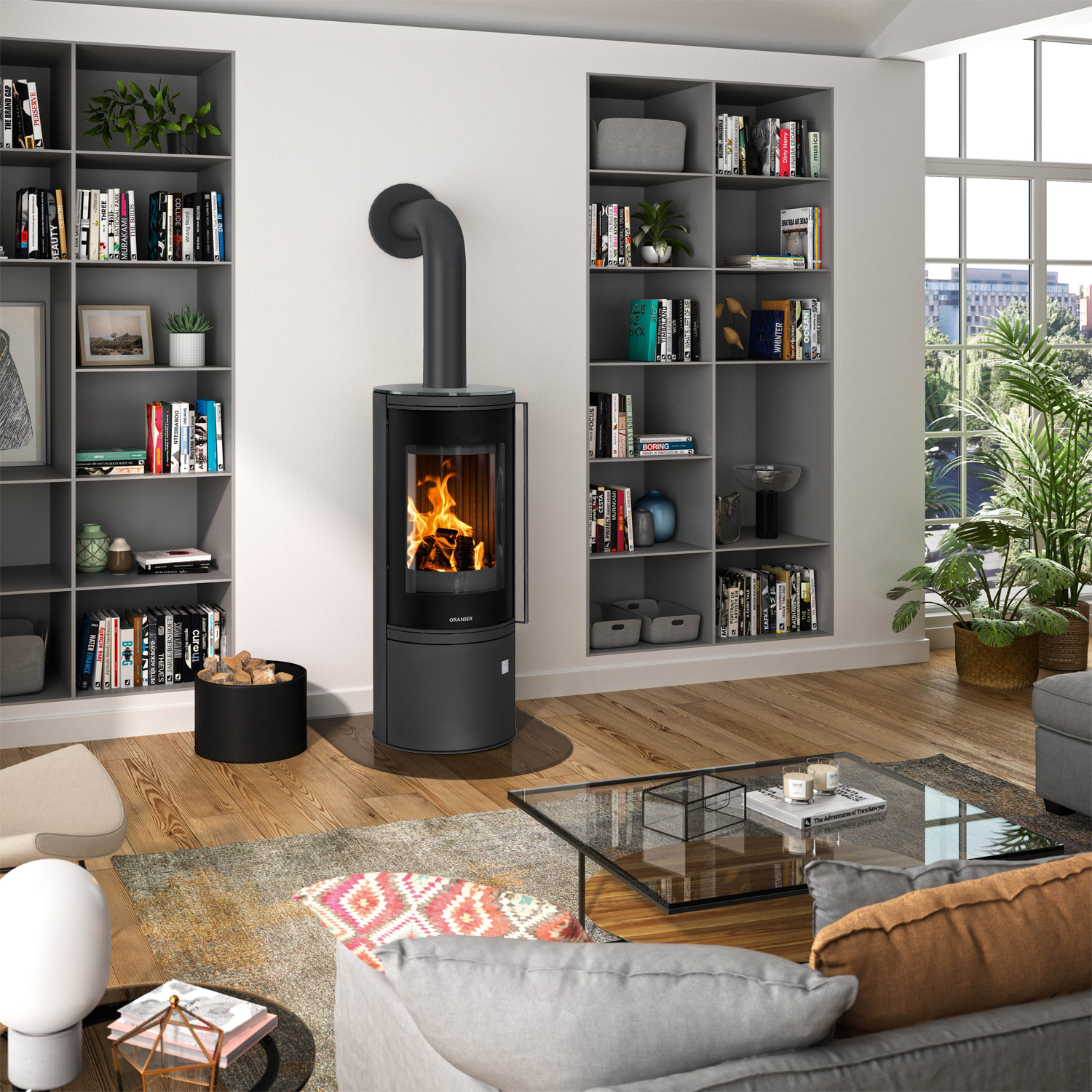 Oranier Arena 2.0 Kaminofen Stahl Schwarz mit Abdeckplatte Glas