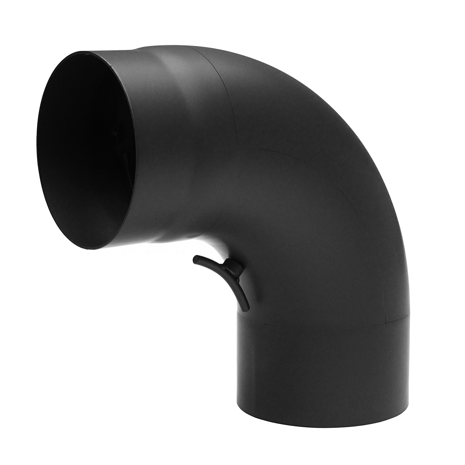 Raik Basic Rauchrohrbogen 130mm schwarz 90° gezogen mit Tür für Rauchrohr / Ofenrohr