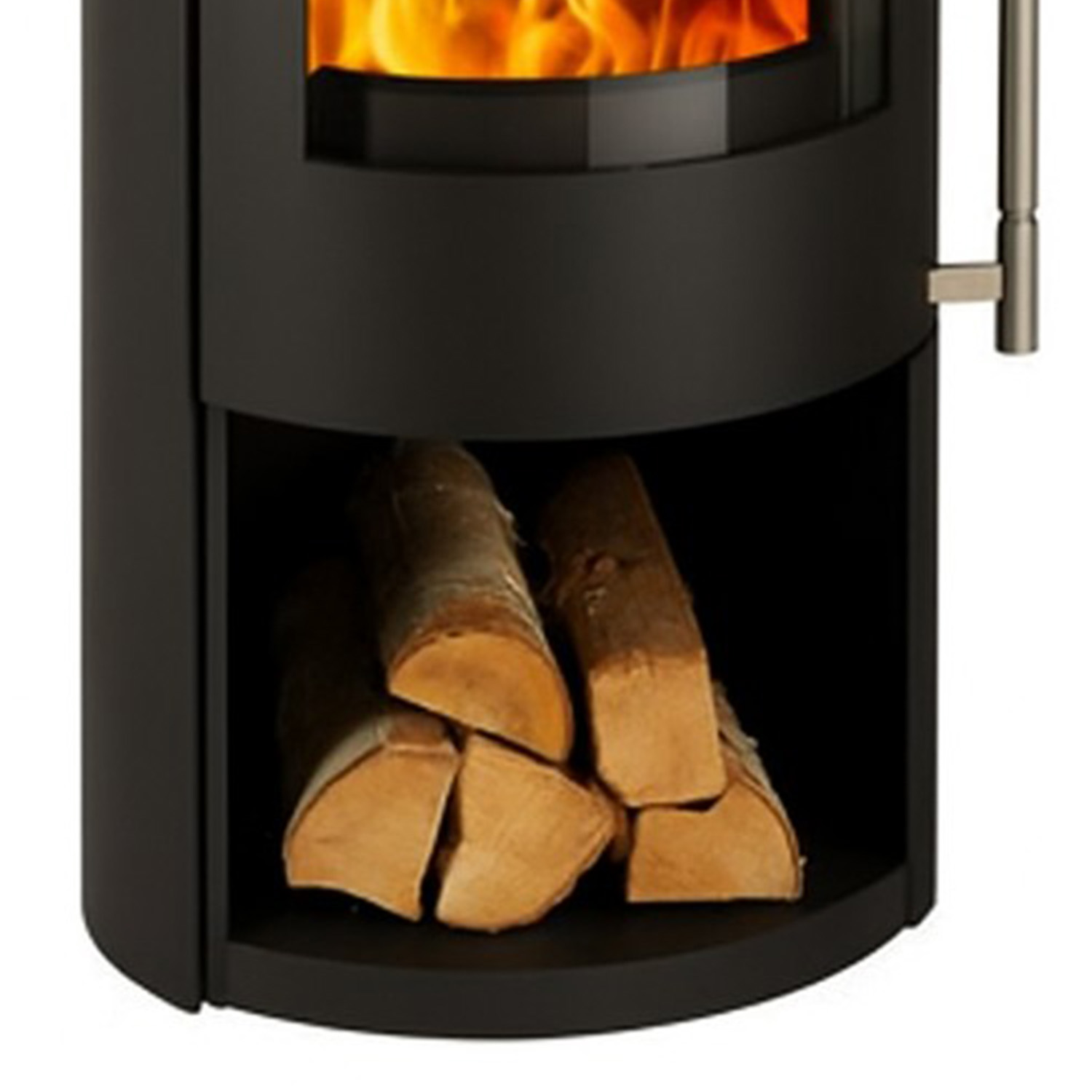 Haas+Sohn GRASSE Stahl Kaminofen tief-schwarz mit Holzfach ohne Türe