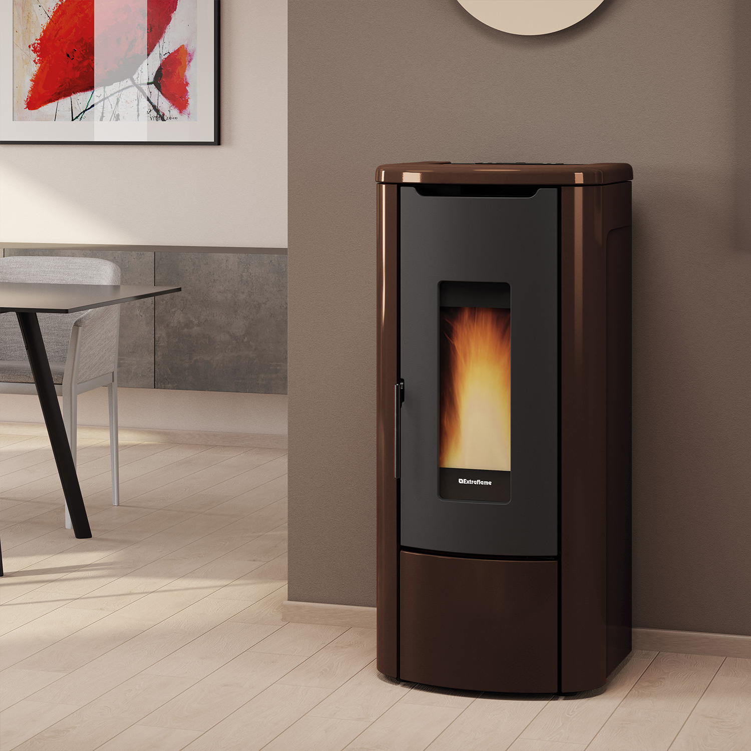 Extraflame Evolution Line Rosanna Idro Wasserführender Pelletofen Stahl Bronze