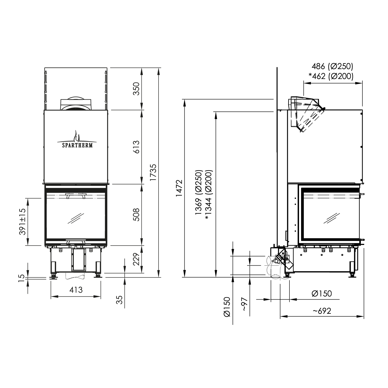 Spartherm Arte U-50h-4S Kamineinsatz RRA Ø 250 mm Spartherm Arte U-50h-4S Kamineinsatz RRA Ø 250 mm