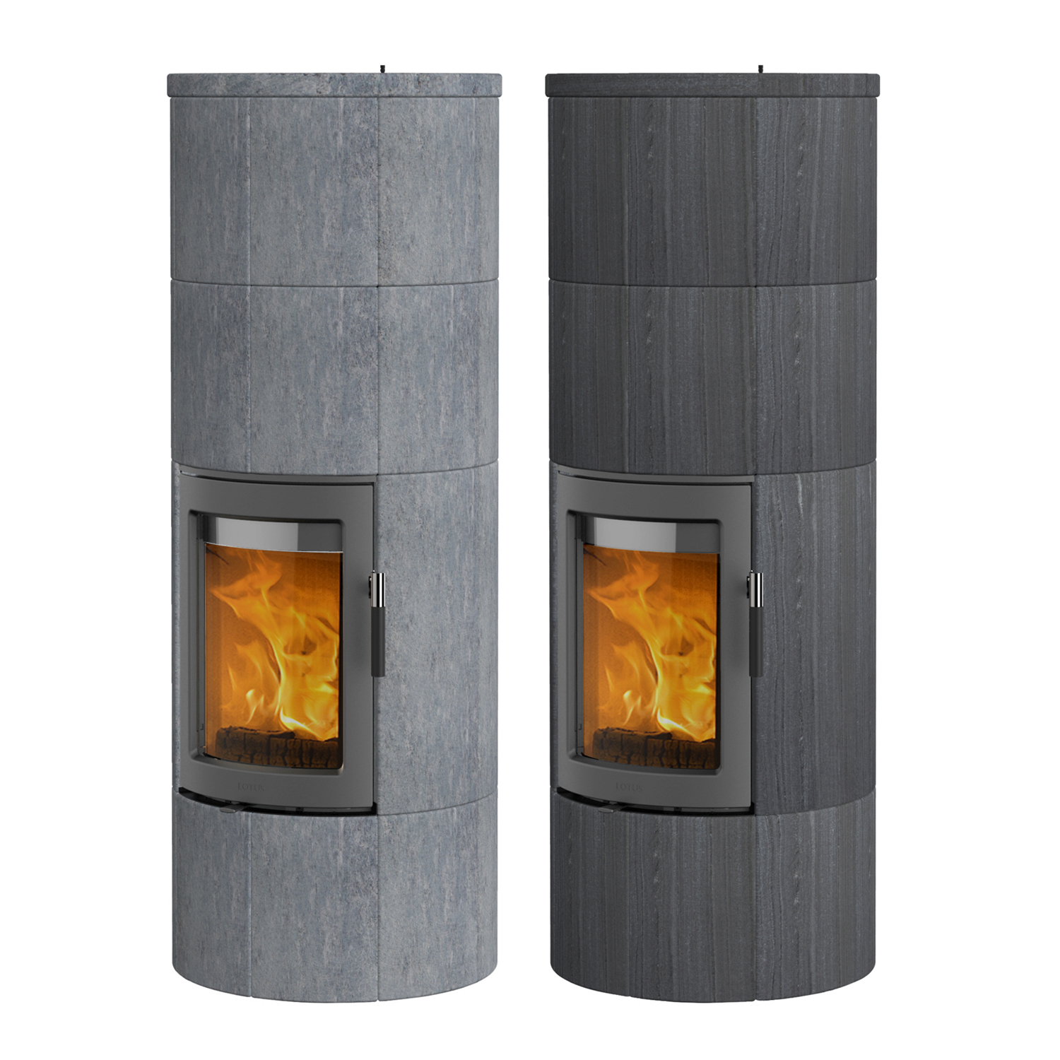 Lotus Maestro 2 Kaminofen Speckstein, Tür Grau, Rauchabgang hinten