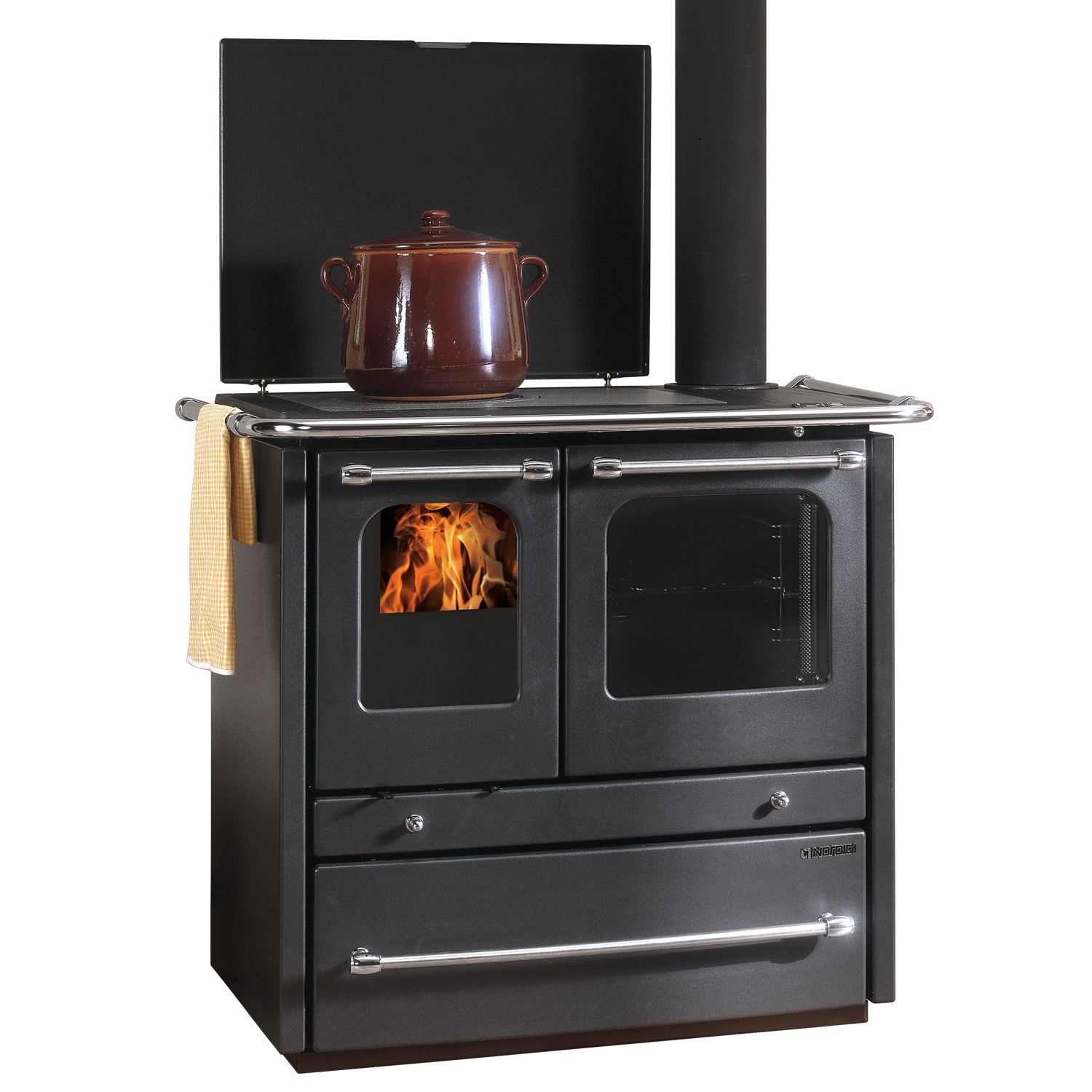 La Nordica Termosovrana DSA Anthrazit Wasserführender Küchenofen Spar-Set Pufferspeicher TPSM 500