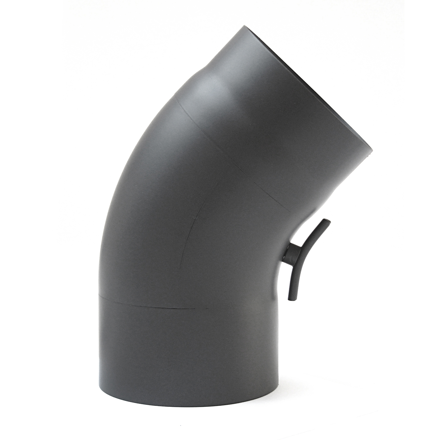 Raik Basic Rauchrohrbogen 150mm gussgrau 45° gezogen mit Tür für Rauchrohr / Ofenrohr