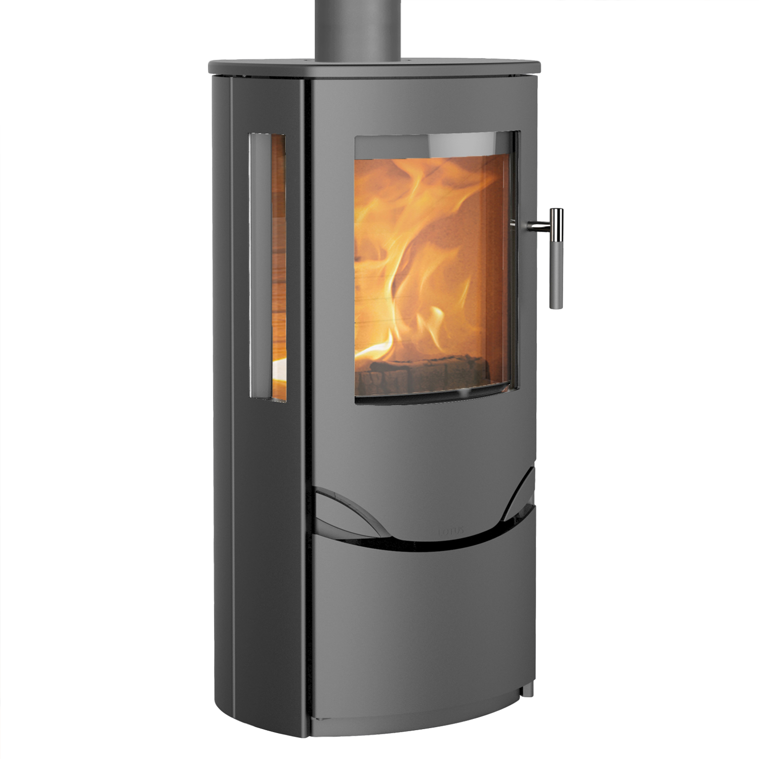 Lotus Prio 6 Kaminofen Stahl Grau / Seitenglas, RR hinten od. RR oben