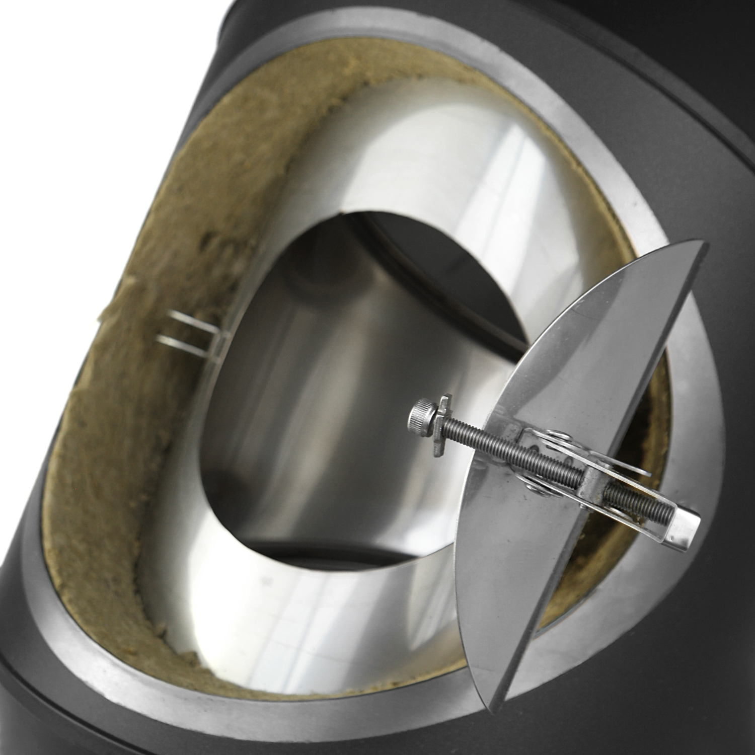 Raik Coltherm Rauchrohrbogen 150mm schwarz doppelwandig 90° mit Tür für Rauchrohr / Ofenrohr