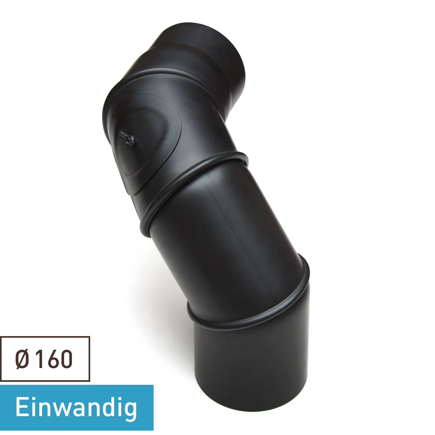 Raik Basic Multibogen 160mm schwarz mit Tür – 4teilig für Rauchrohr / Ofenrohr