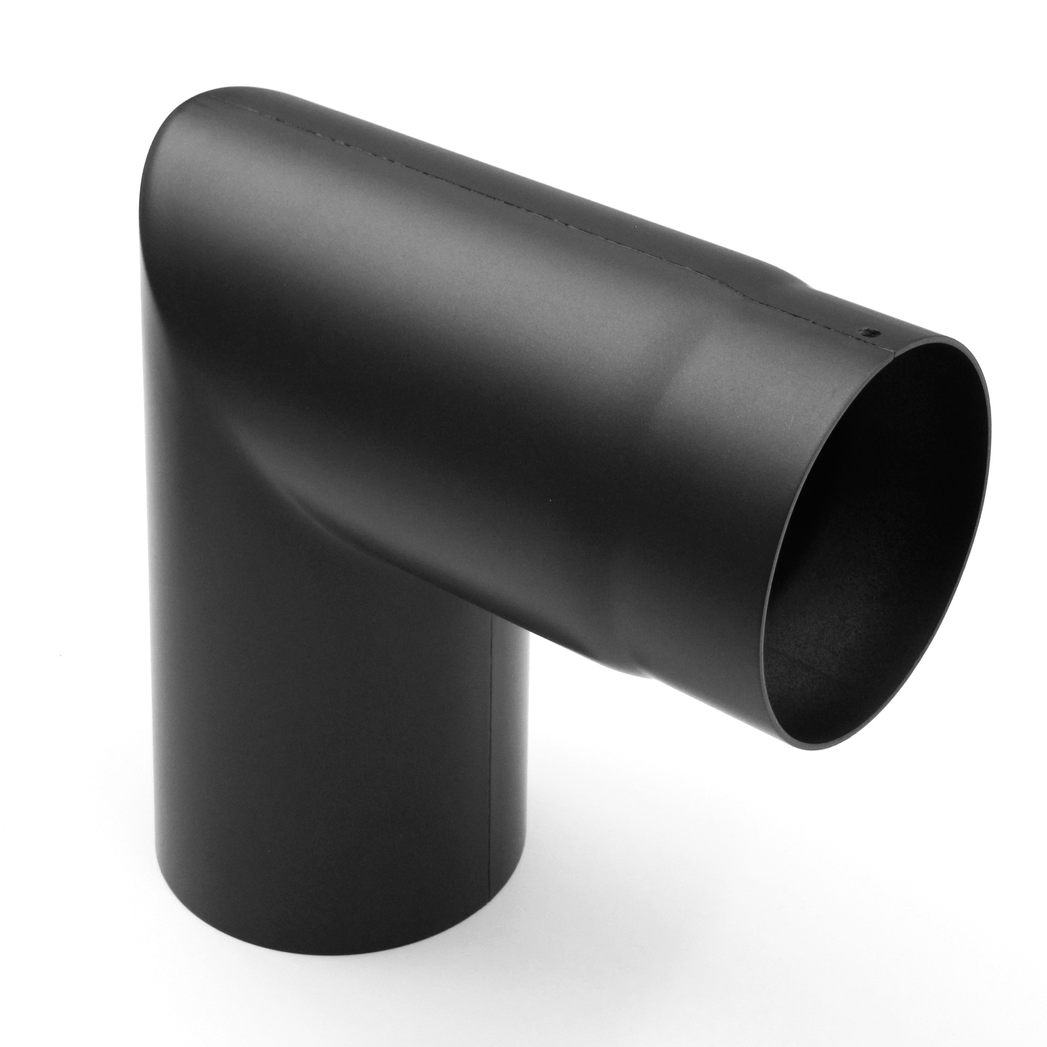 Raik Basic Rauchrohrbogen 130mm schwarz 90° – 2teilig, ohne Tür für Rauchrohr / Ofenrohr
