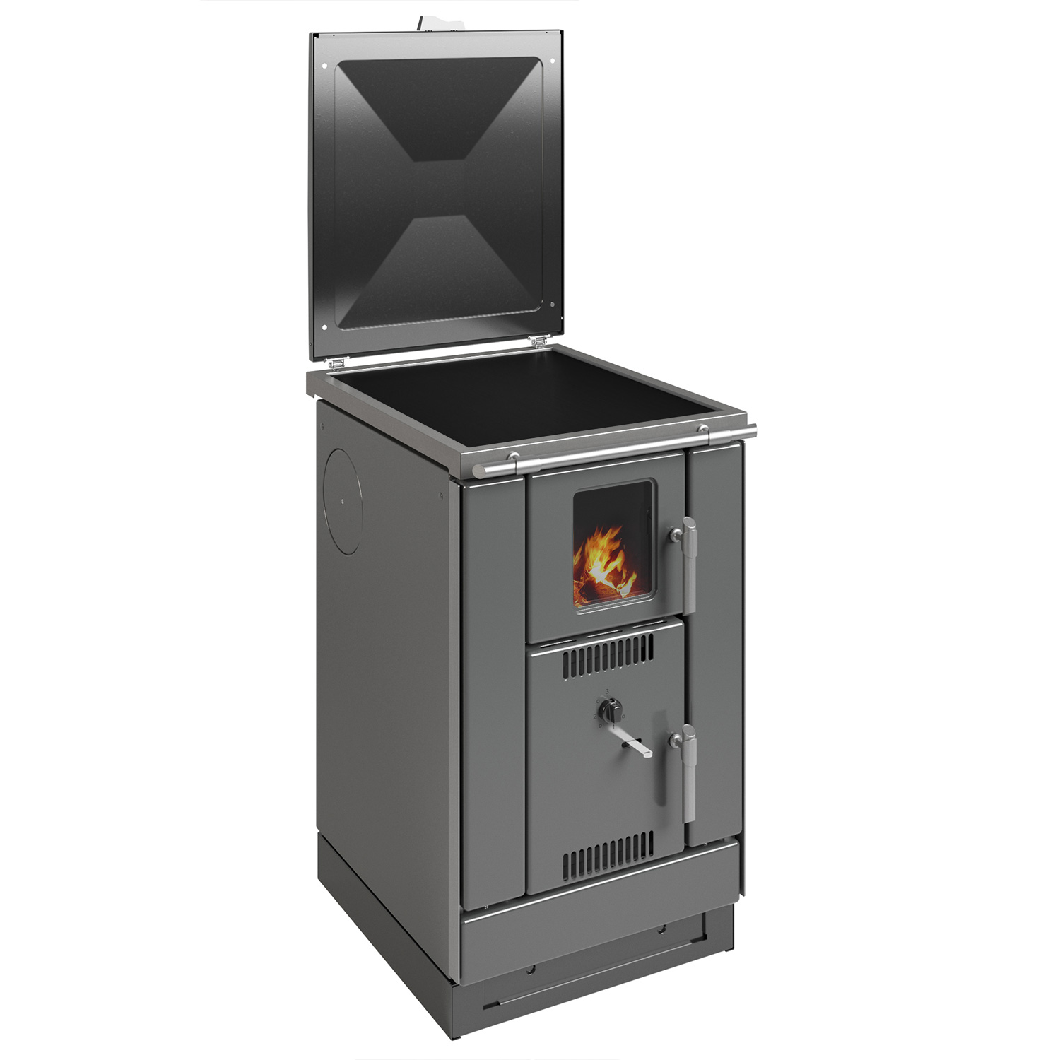 Wamsler K 158 F wasserführender Küchenherd Emailliert anthrazit/ matt, Ceranfeld