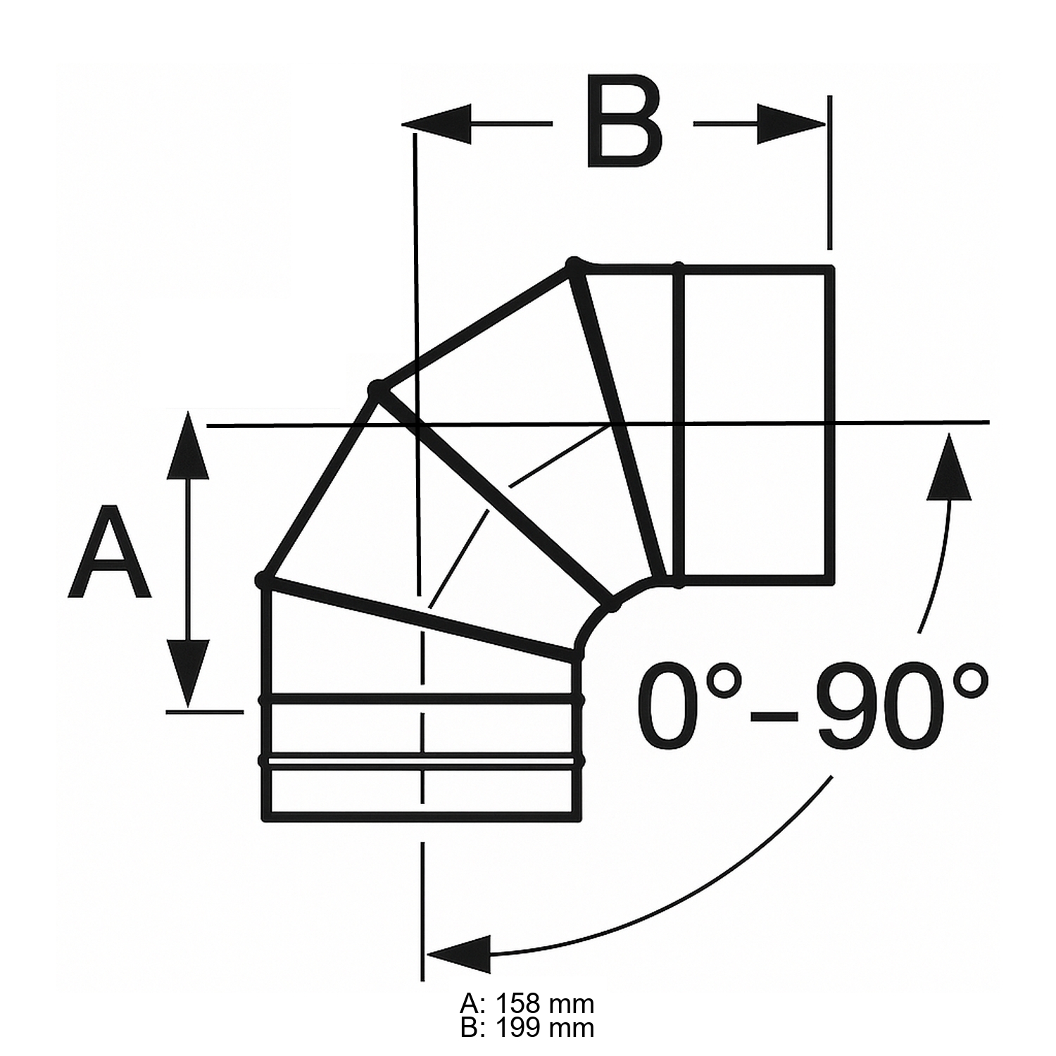 Schiedel PRIMA PLUS Bogen 0-90° drehbar Ø180 mm einwandig matt