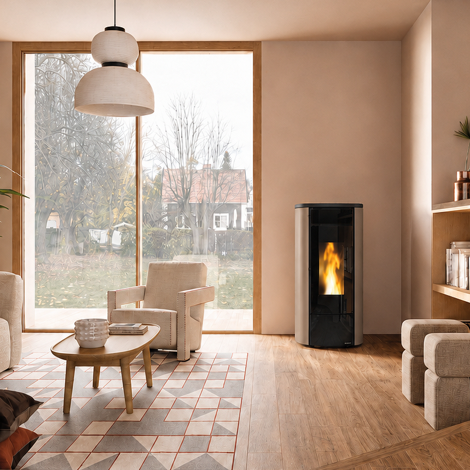 Extraflame Miriana Idro H16 wasserführender Pelletofen taupe matt Evolution Line
