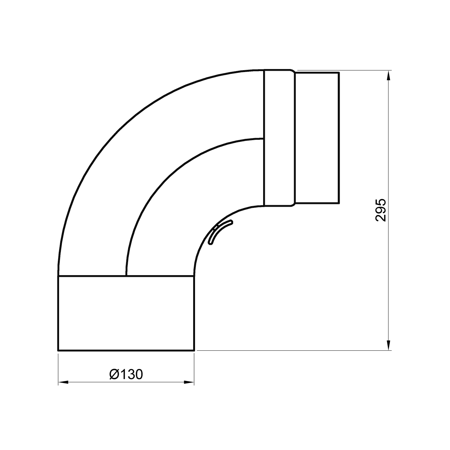 Raik Basic Rauchrohrbogen 130mm schwarz 90° gezogen mit Tür für Rauchrohr / Ofenrohr