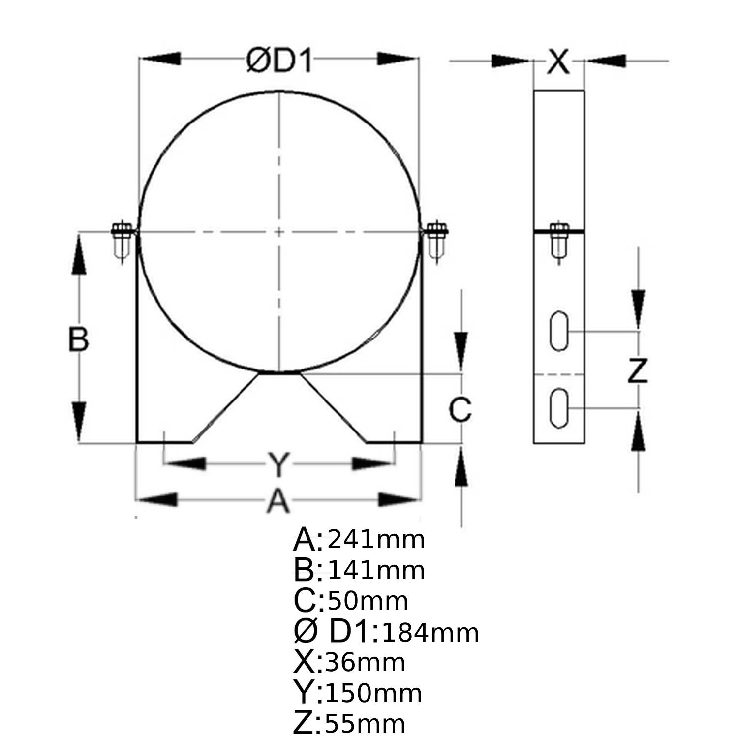 Schiedel Wandhalterung 50 mm für ICS Ø130 mm doppelwandig glänzend