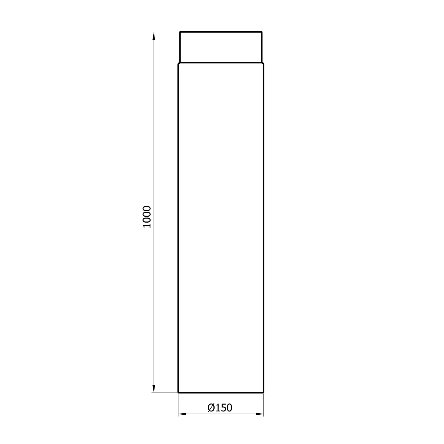 Raik Basic Längenelement 150mm schwarz Länge 1000mm für Rauchrohr / Ofenrohr