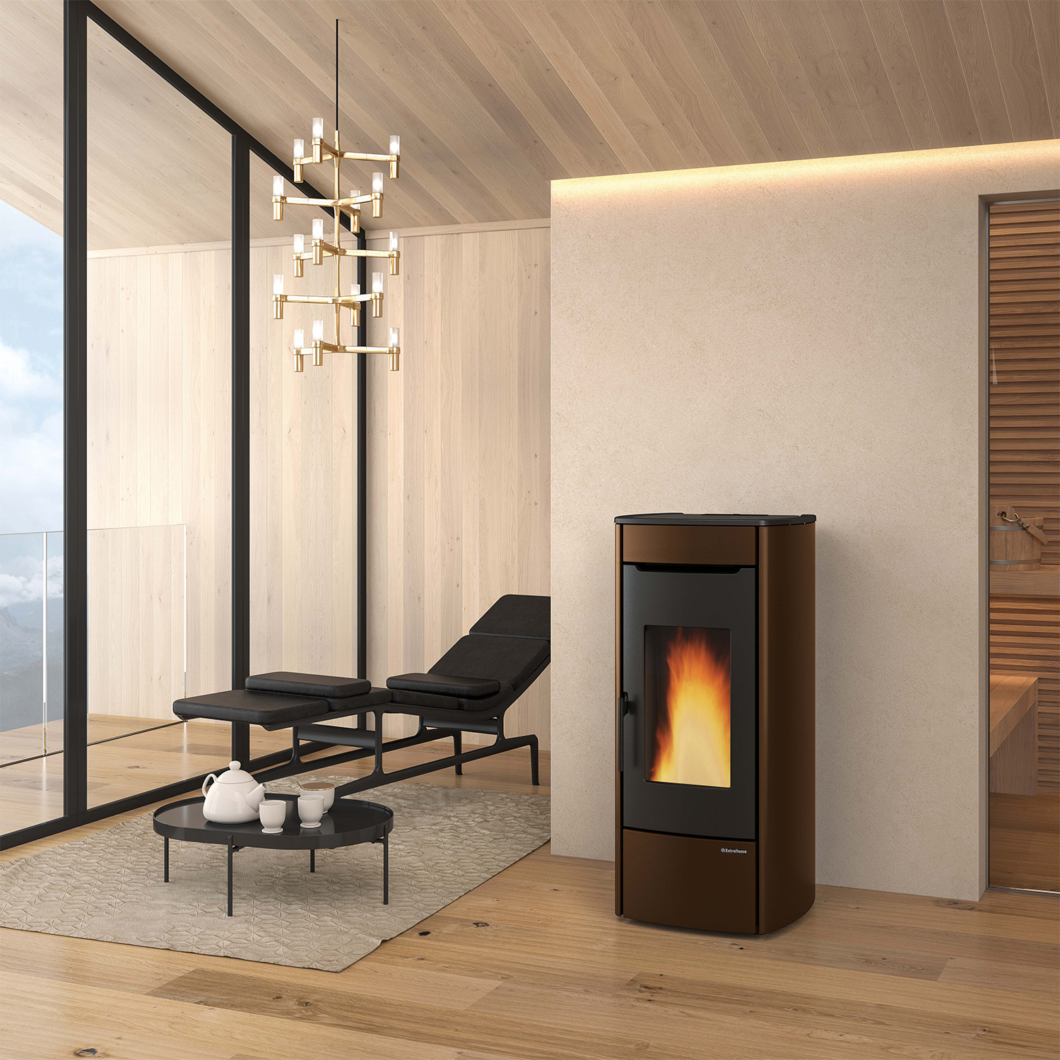 Extraflame Marina Idro H13 Wasserführender Pelletofen Stahl Bronze