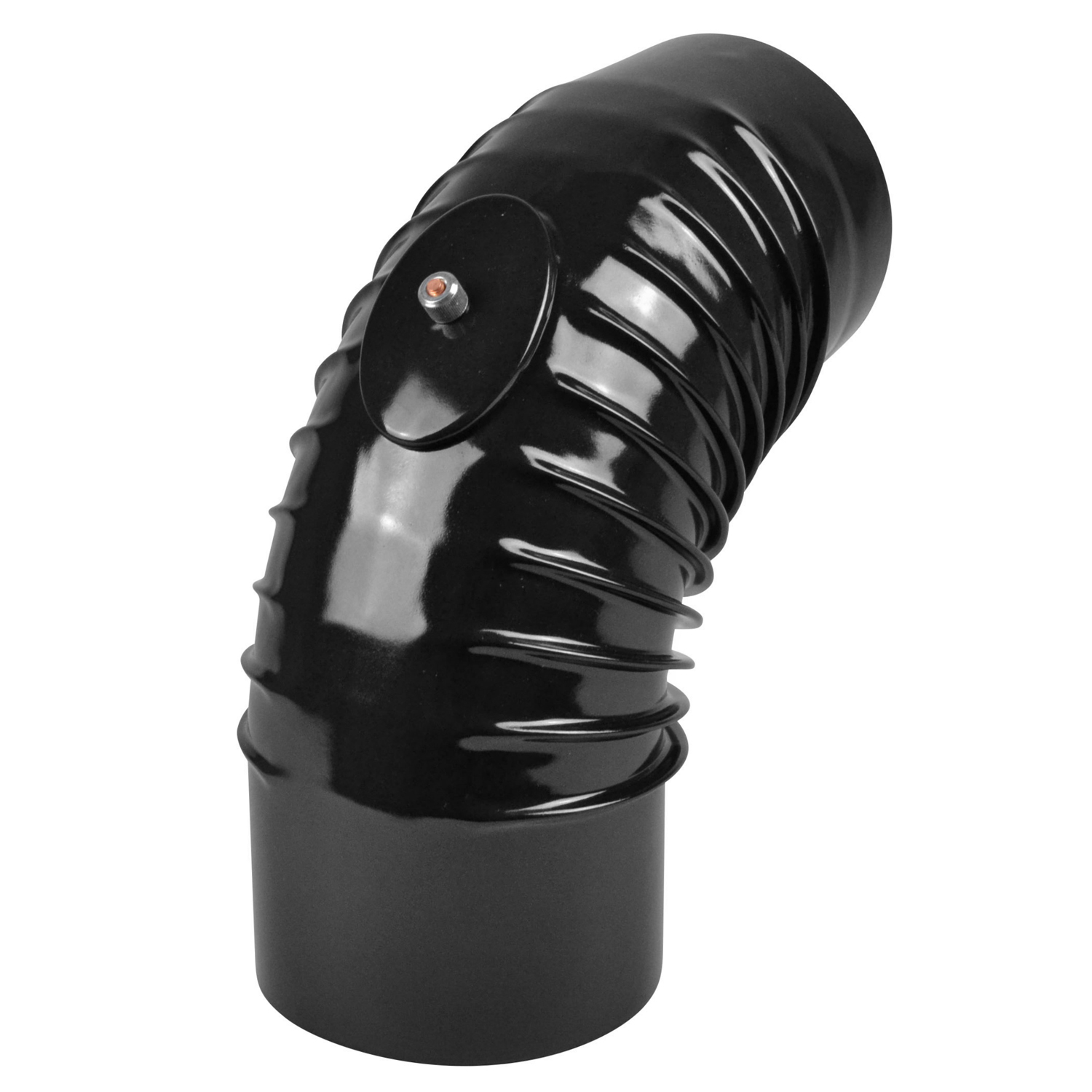 Raik Rauchrohrbogen / Ofenrohrbogen Emaille 150mm - 90° Bogen gerippt Schwarz mit Reinigungsöffnung Raik Rauchrohrbogen / Ofenrohrbogen Emaille 150mm - 90° Bogen gerippt Schwarz mit Reinigungsöffnung