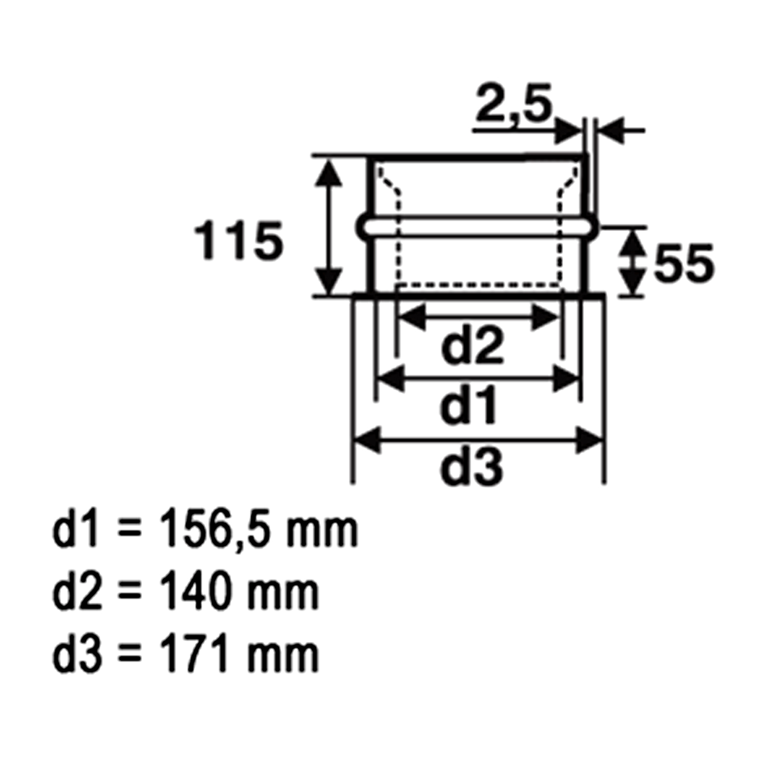 Raik Basic Doppelwandfutter 150mm schwarz für Rauchrohr / Ofenrohr