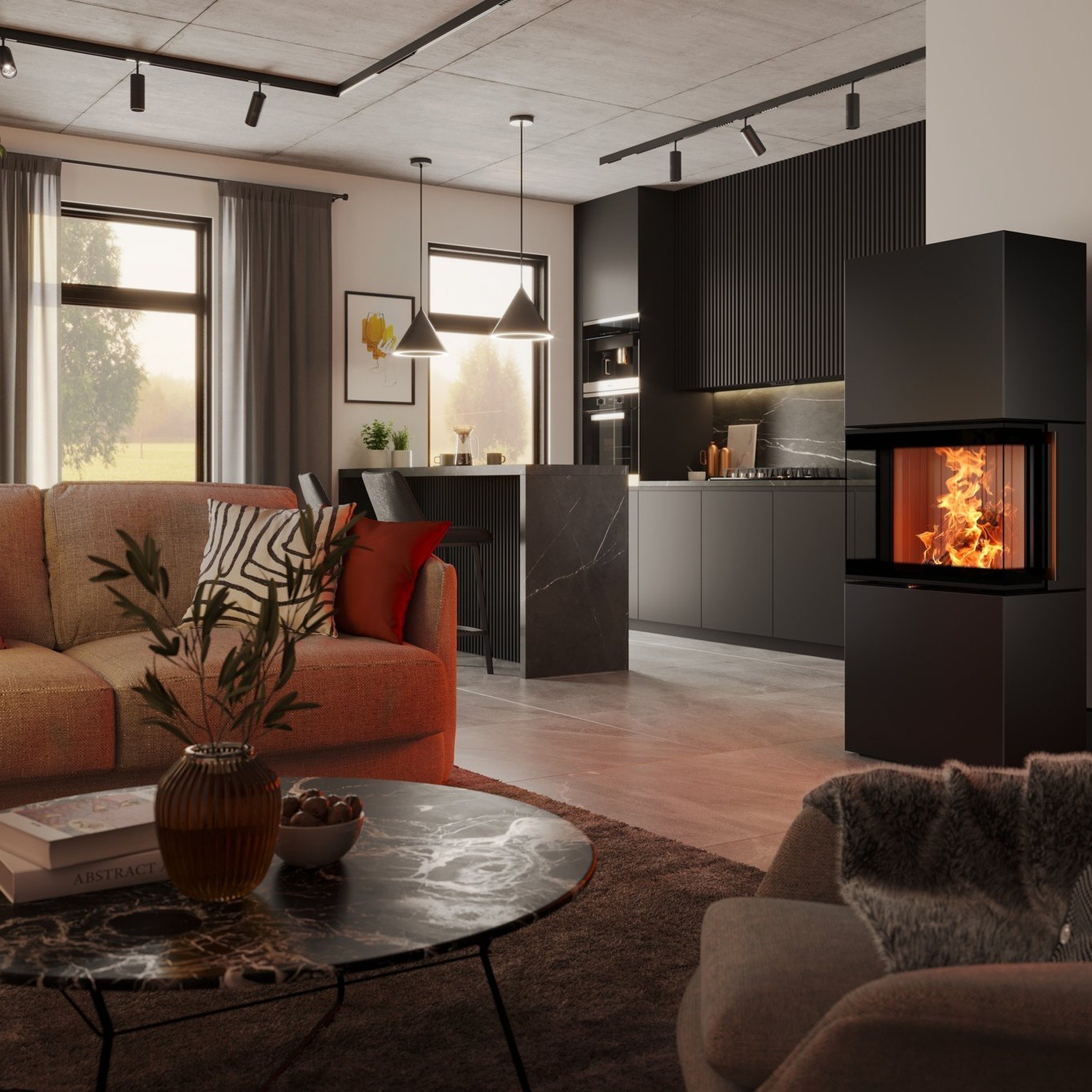 Spartherm Largo S steel RLA Kaminofen Nero