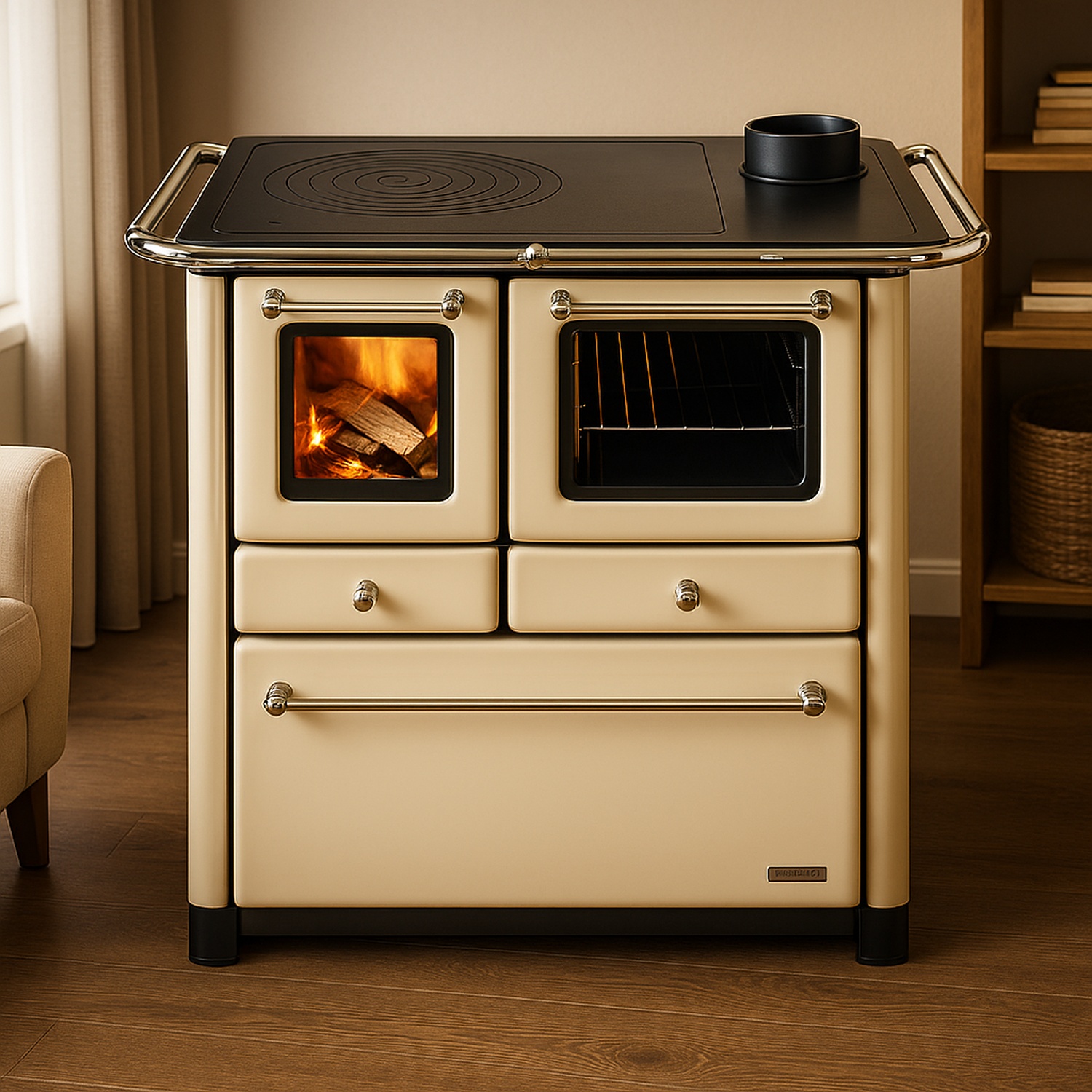Westminster Holzherd K 85 F II Cappuccino Rauchrohranschluss links