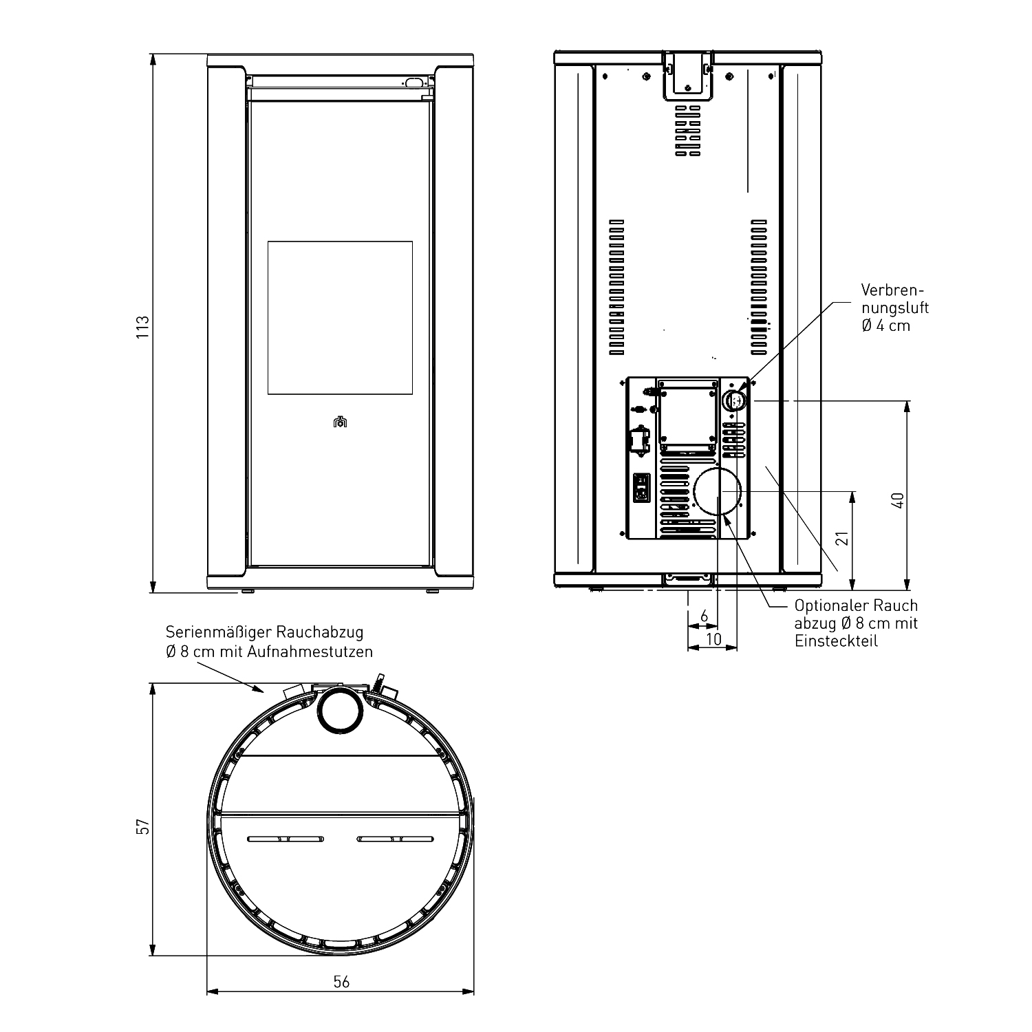 Edilkamin Evia2 Up 2024 Pelletofen Glas / Stahl Bronze