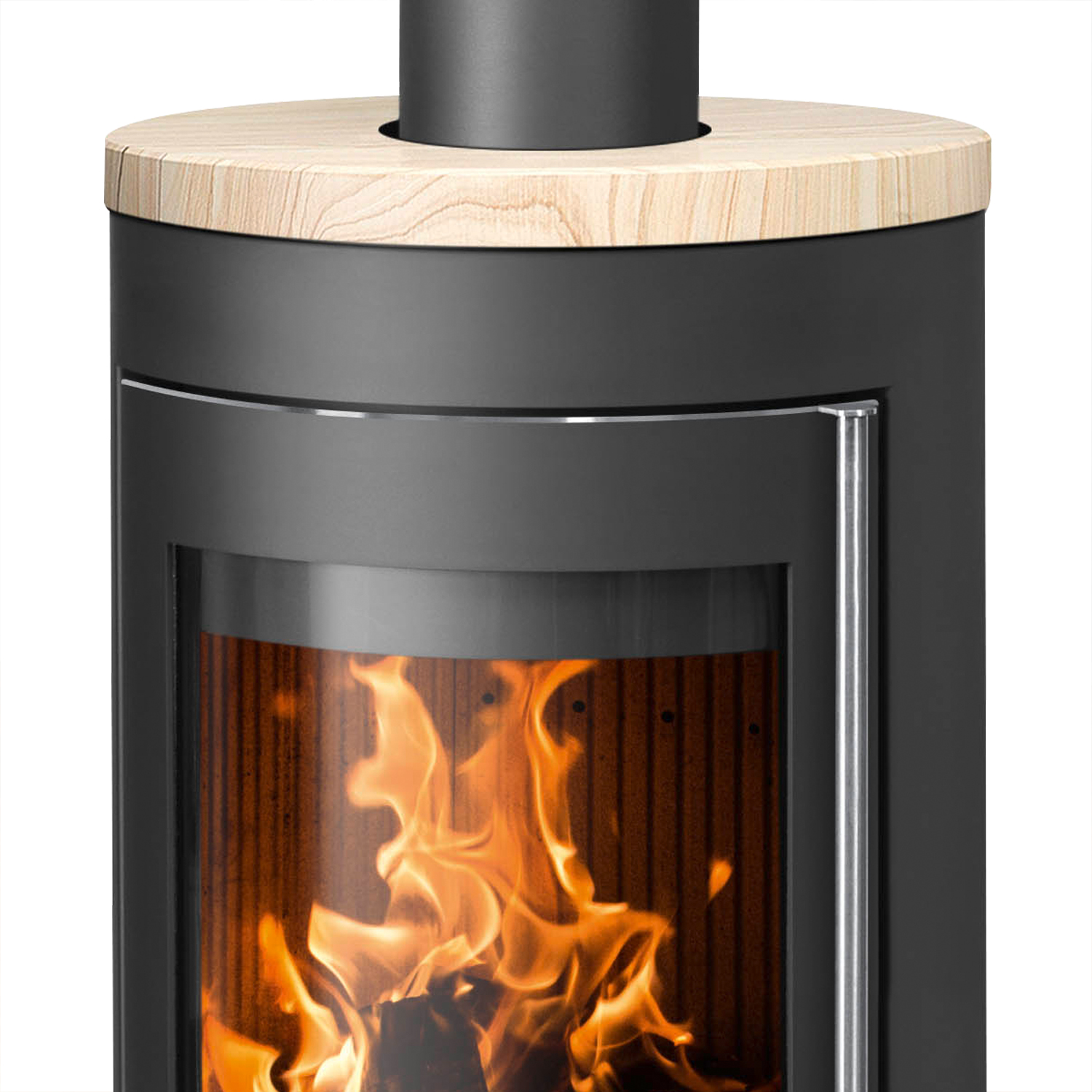 Justus Mino 2.0 Kaminofen Stahl Schwarz mit Sandstein-Abdeckplatte Justus Mino 2.0 Kaminofen Stahl Schwarz mit Sandstein-Abdeckplatte