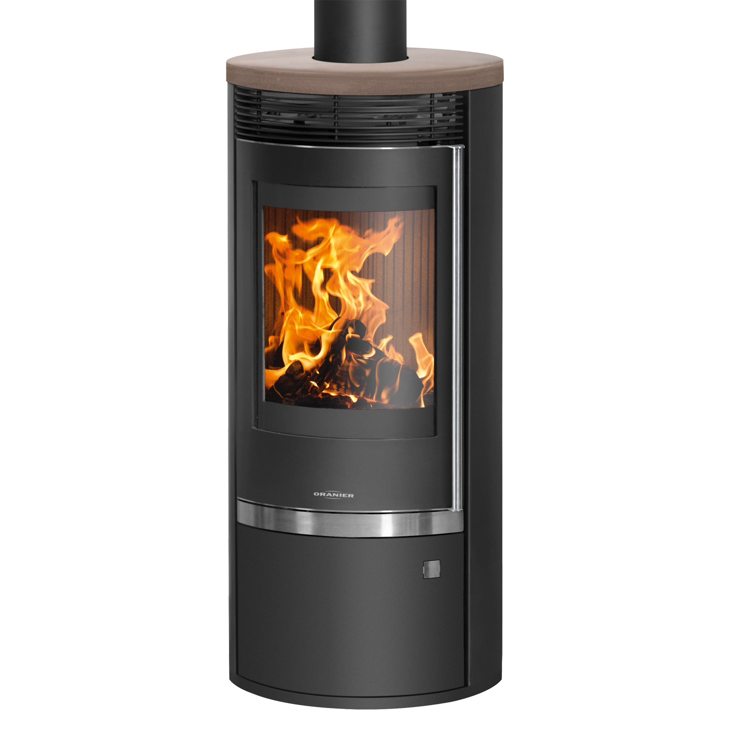 Oranier Rota Top 2.0 Kaminofen Stahl Schwarz mit Abdeckplatte Keramik Grappa