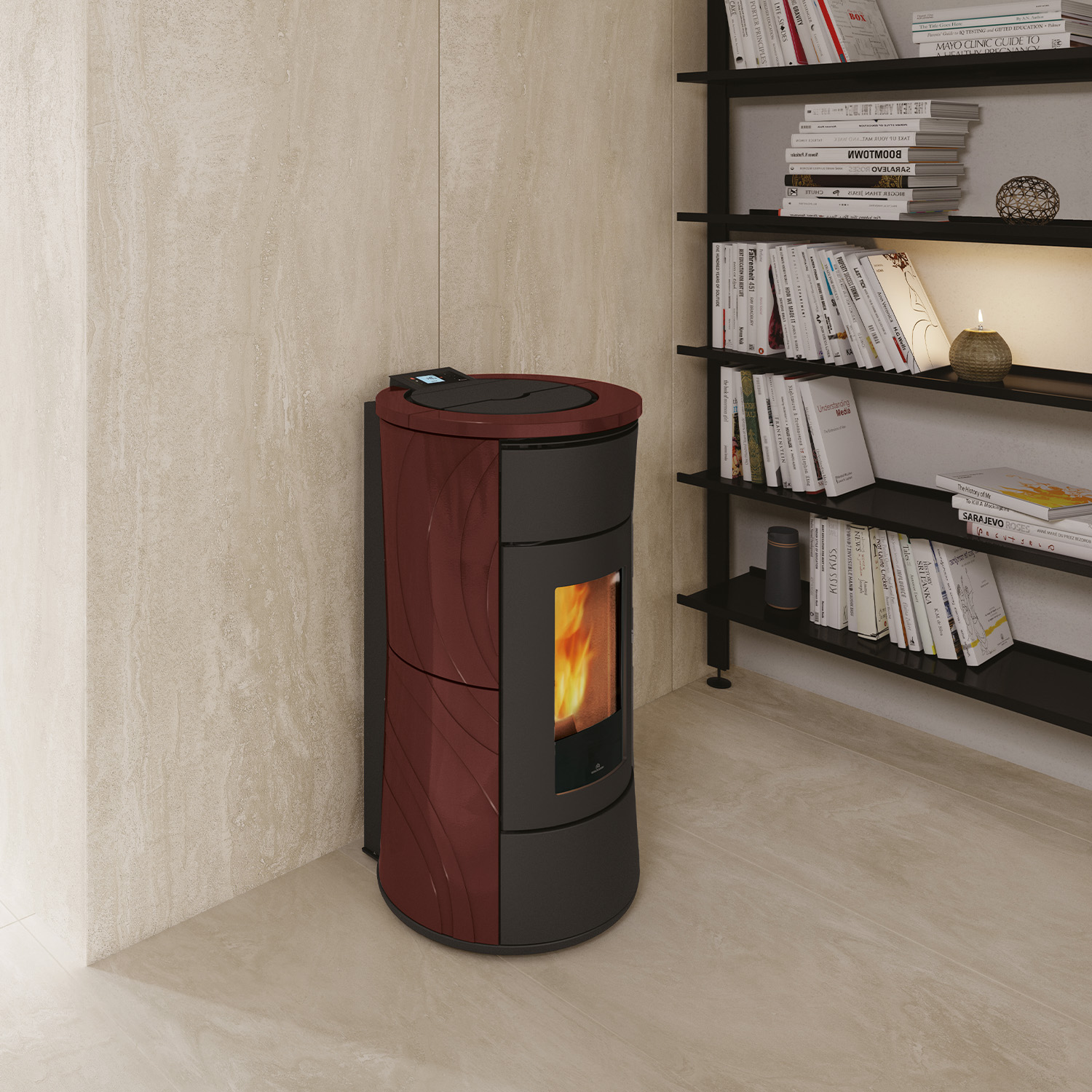 Edilkamin Cherie H 14 Evo wasserführender Pelletofen Keramik Bordeaux