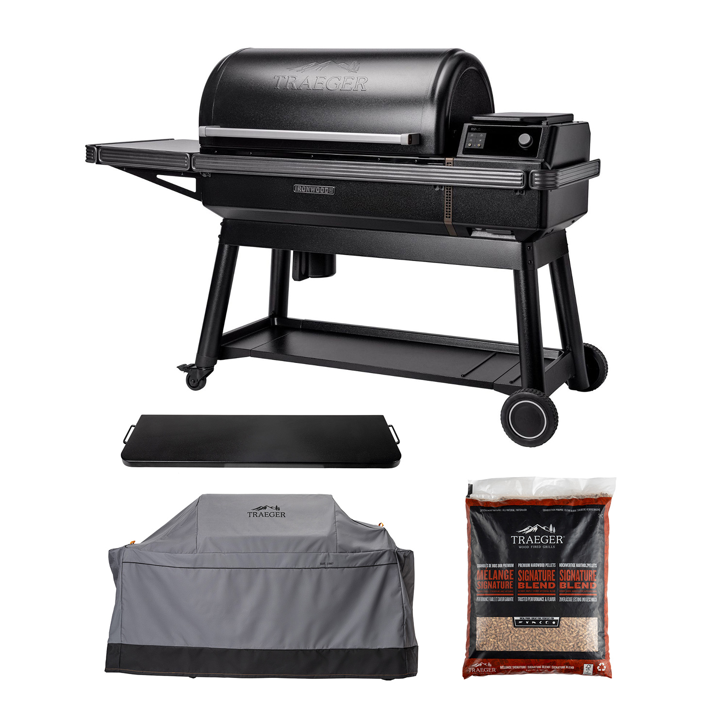 Traeger Ironwood XL inkl. Abdeckhaube, klappbare Frontablage & 9kg Pellets