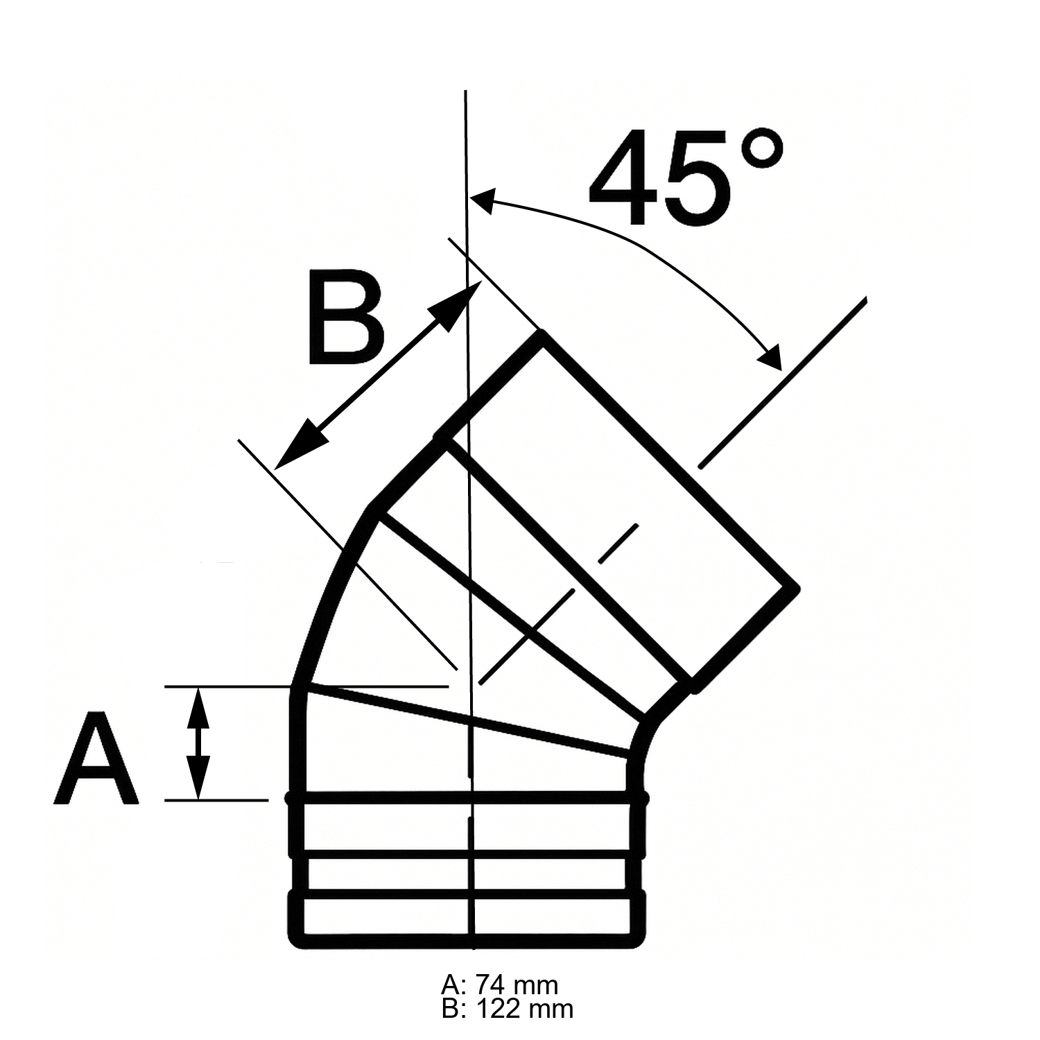 Schiedel PRIMA PLUS Bogen 45° Ø130 mm einwandig matt