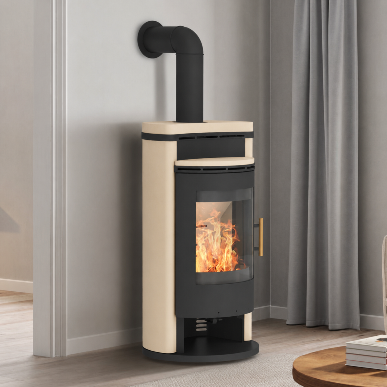 Königshütte SAROS Kaminofen 8 kW Keramik vanille