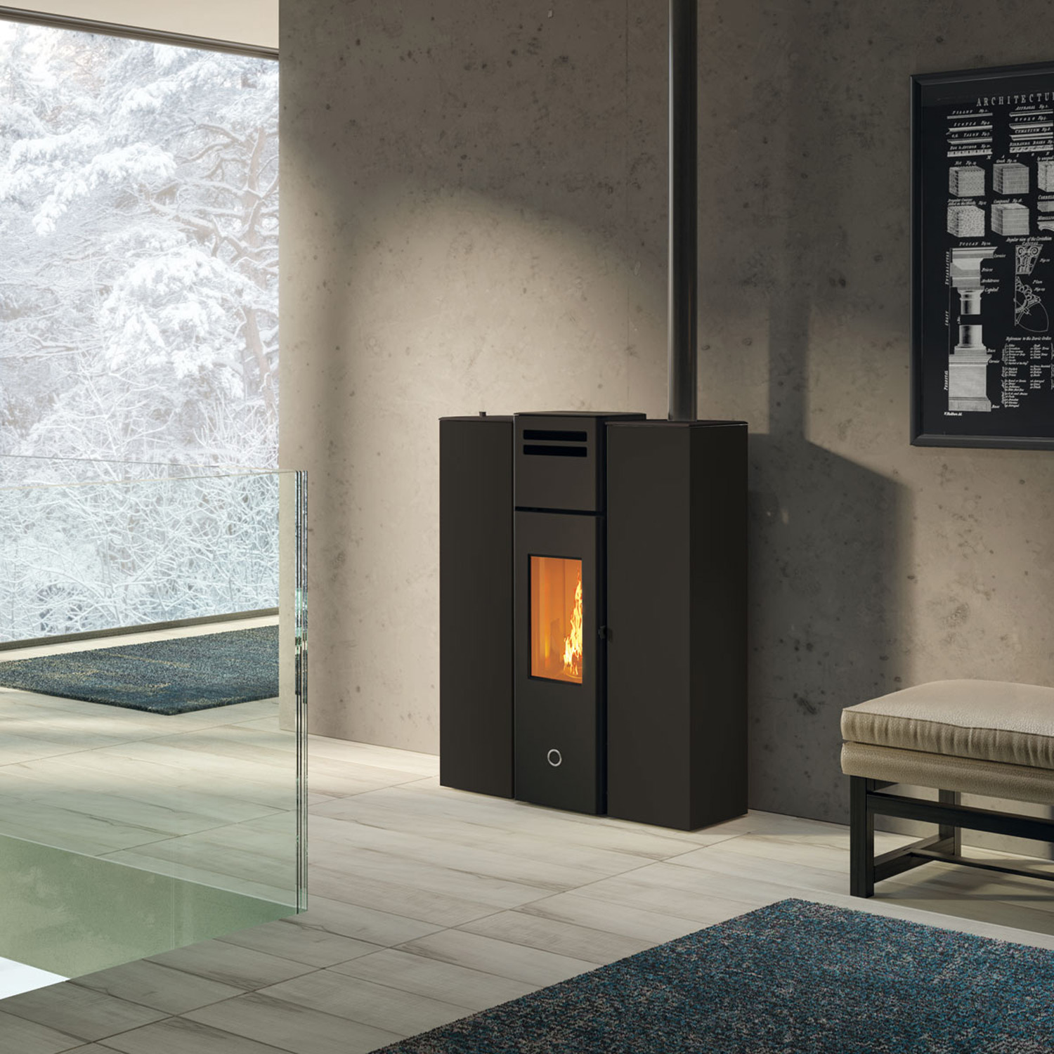EK63 Cell 80+ Evo Pelletofen Stahl schwarz