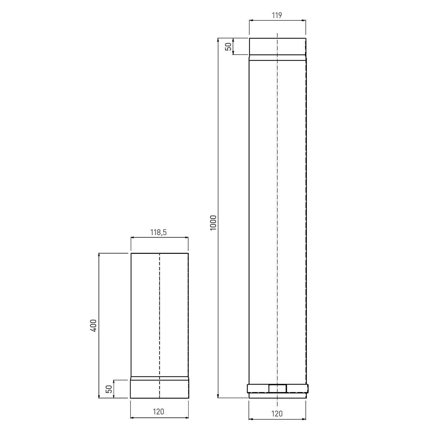Raik Rauchrohr / Ofenrohr Emaille 120mm - Länge 1000mm Teleskoprohr Elfenbein Raik Rauchrohr / Ofenrohr Emaille 120mm - Länge 1000mm Teleskoprohr Elfenbein