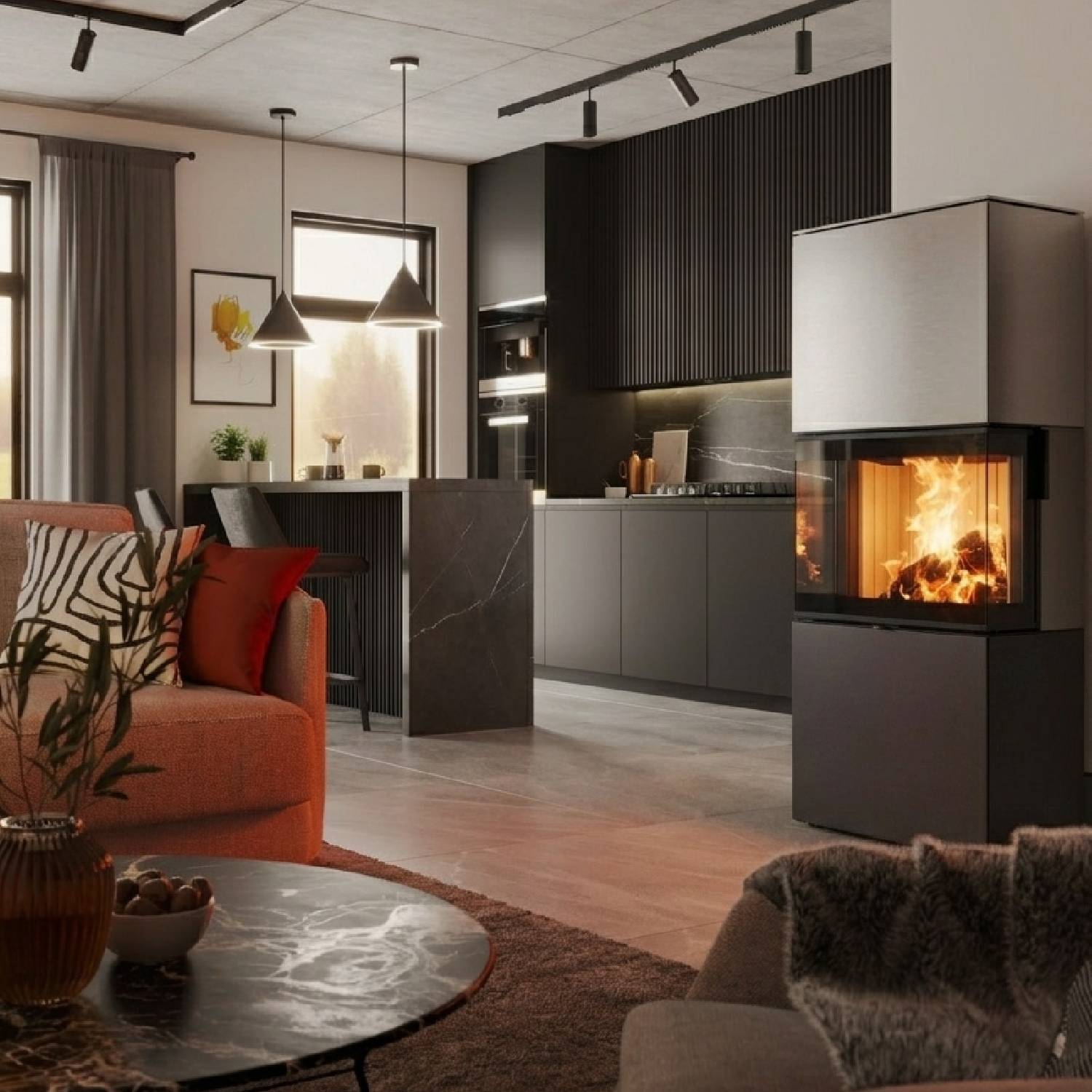 Spartherm Largo L steel RLU Kaminofen Titan