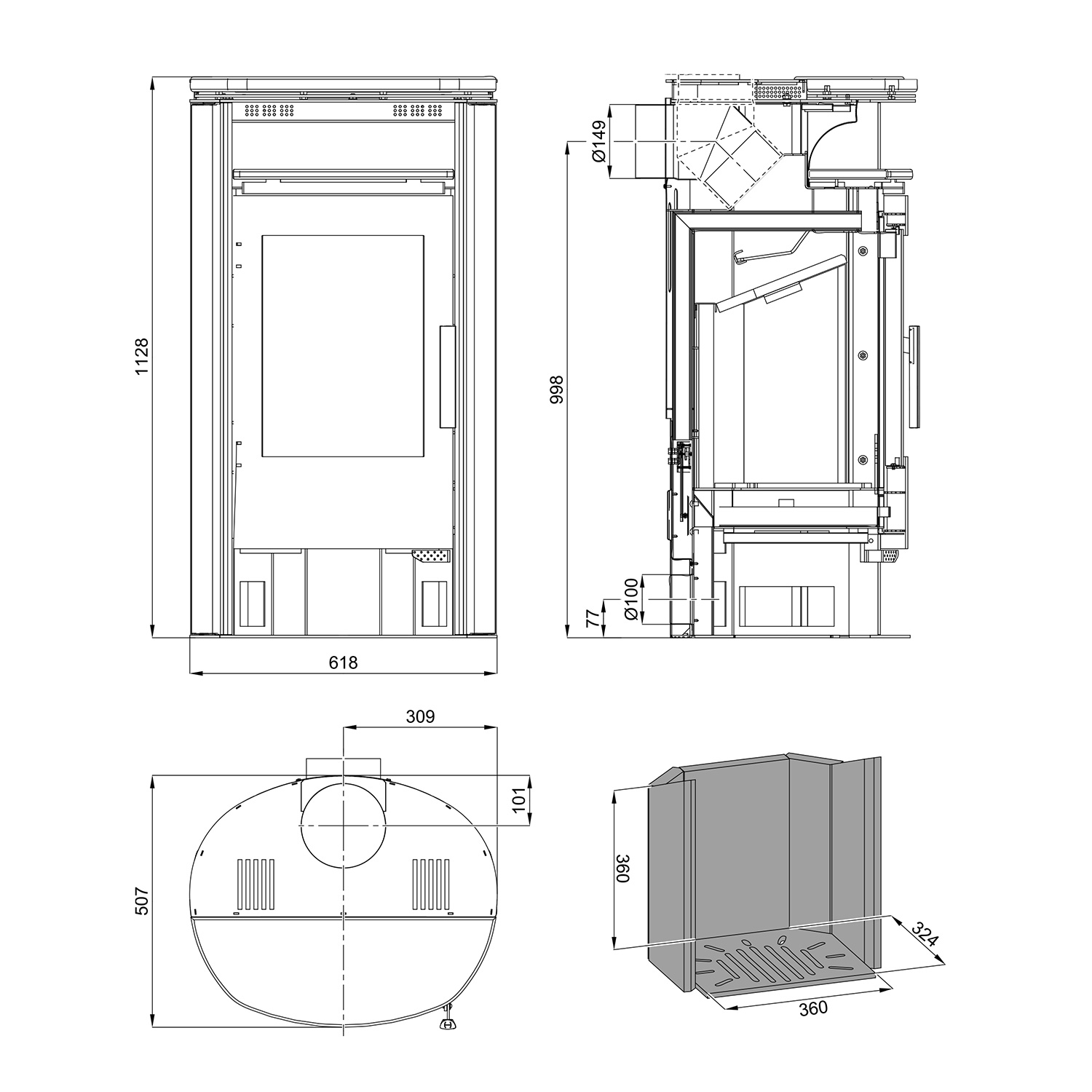 Haas+Sohn P+ Hallstatt Kaminofen Speckstein Anthrazit