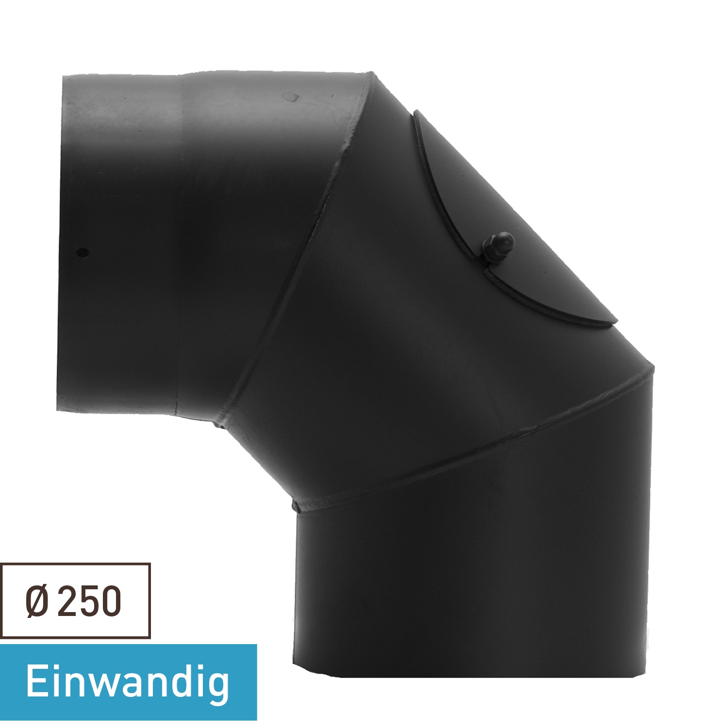 Raik Basic Rauchrohrbogen / Ofenrohr 250mm - 90° mit Reinigungsöffnung schwarz