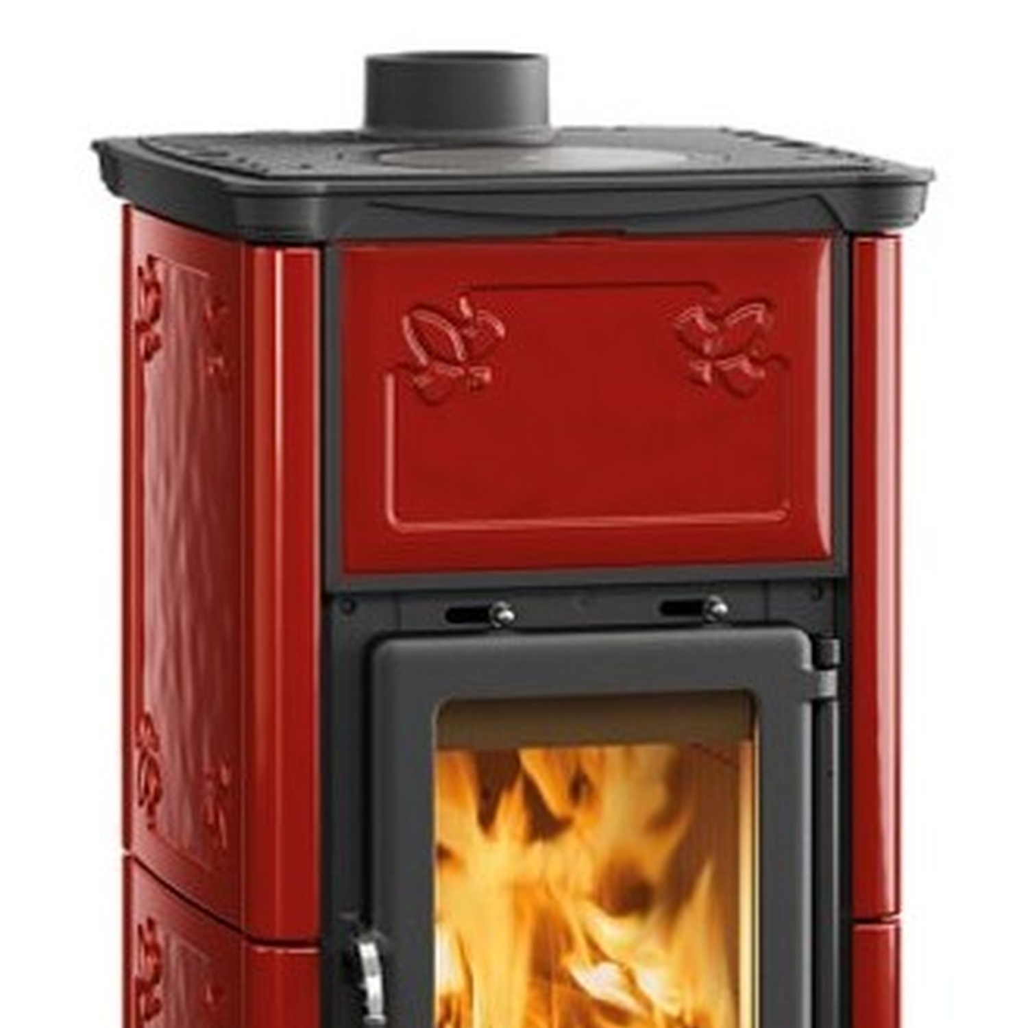 La Nordica EMILIANA.165 Majolika - Bordeauxrot Kaminofen