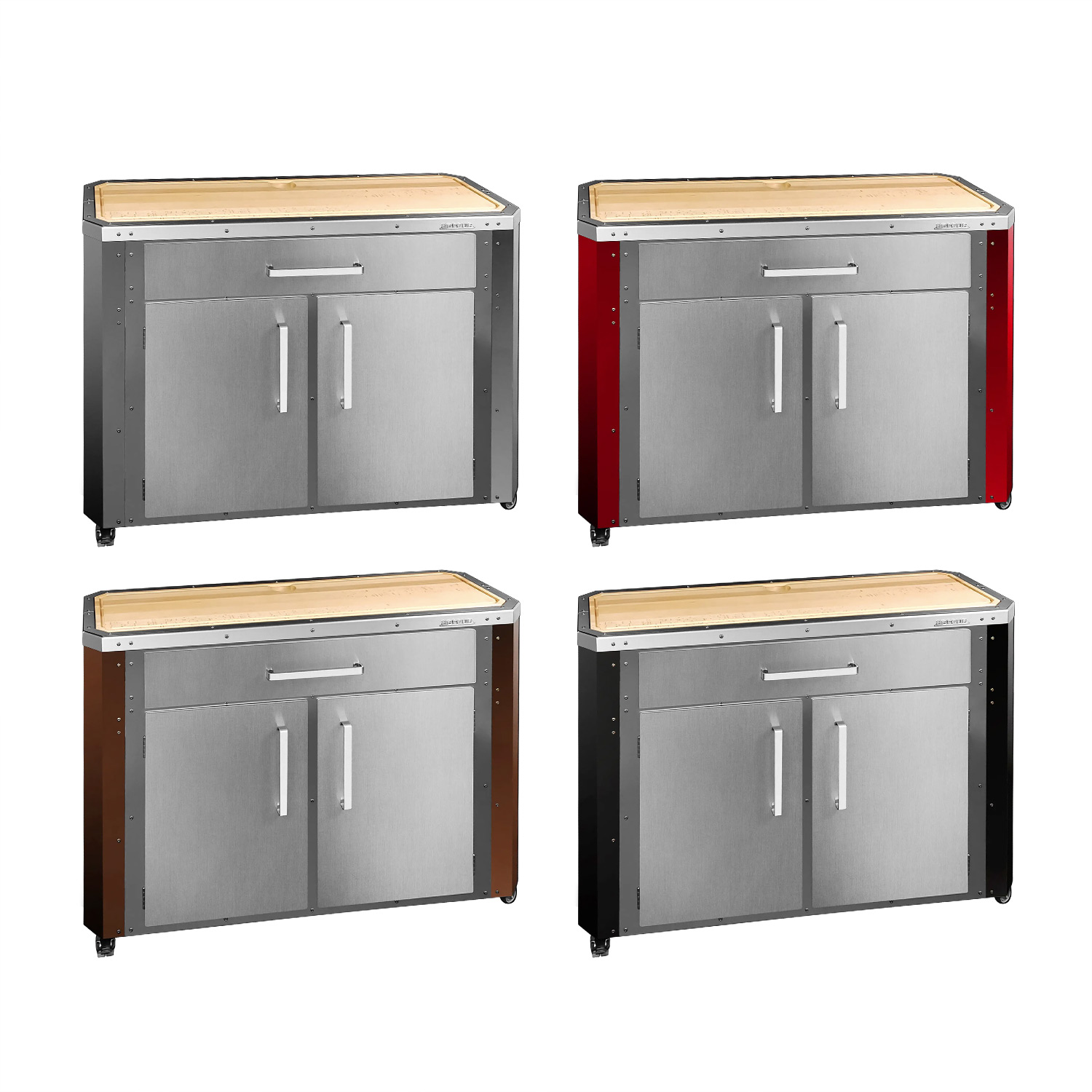 Asteus Tephra Lifestyle Grillstation Edelstahl & rot emailliert