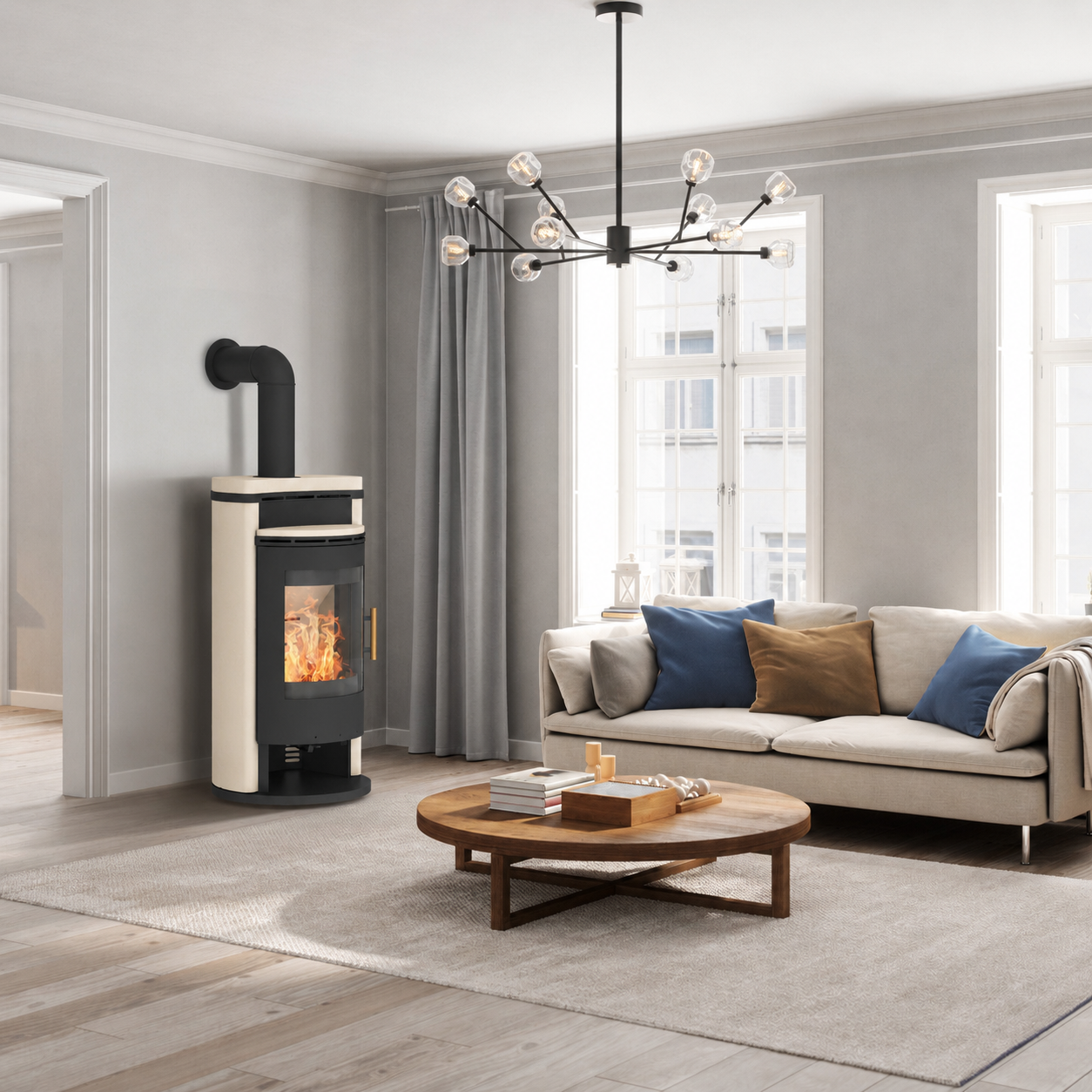 Königshütte SAROS Kaminofen 8 kW Keramik vanille